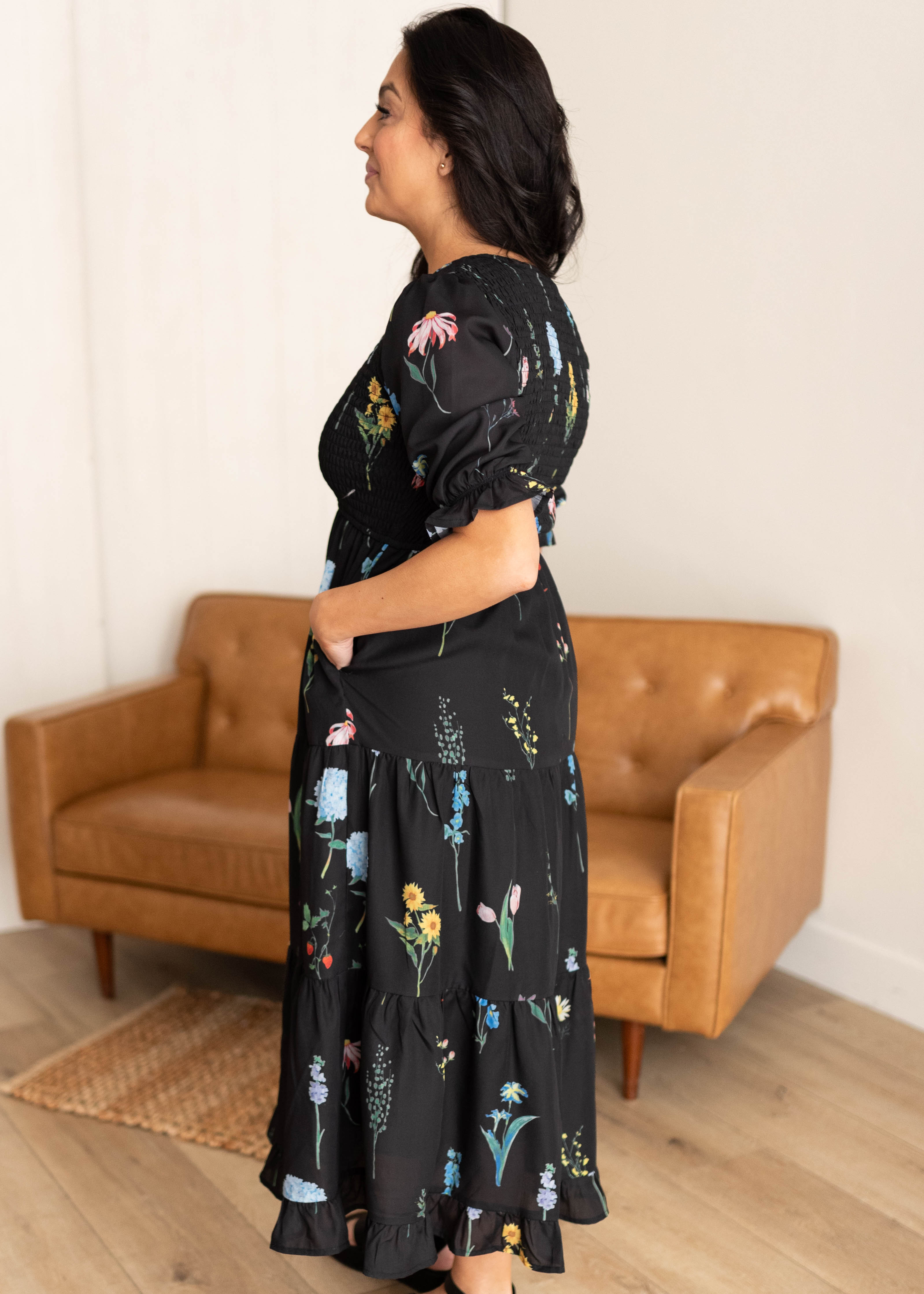 Cecelia Black Floral Dress