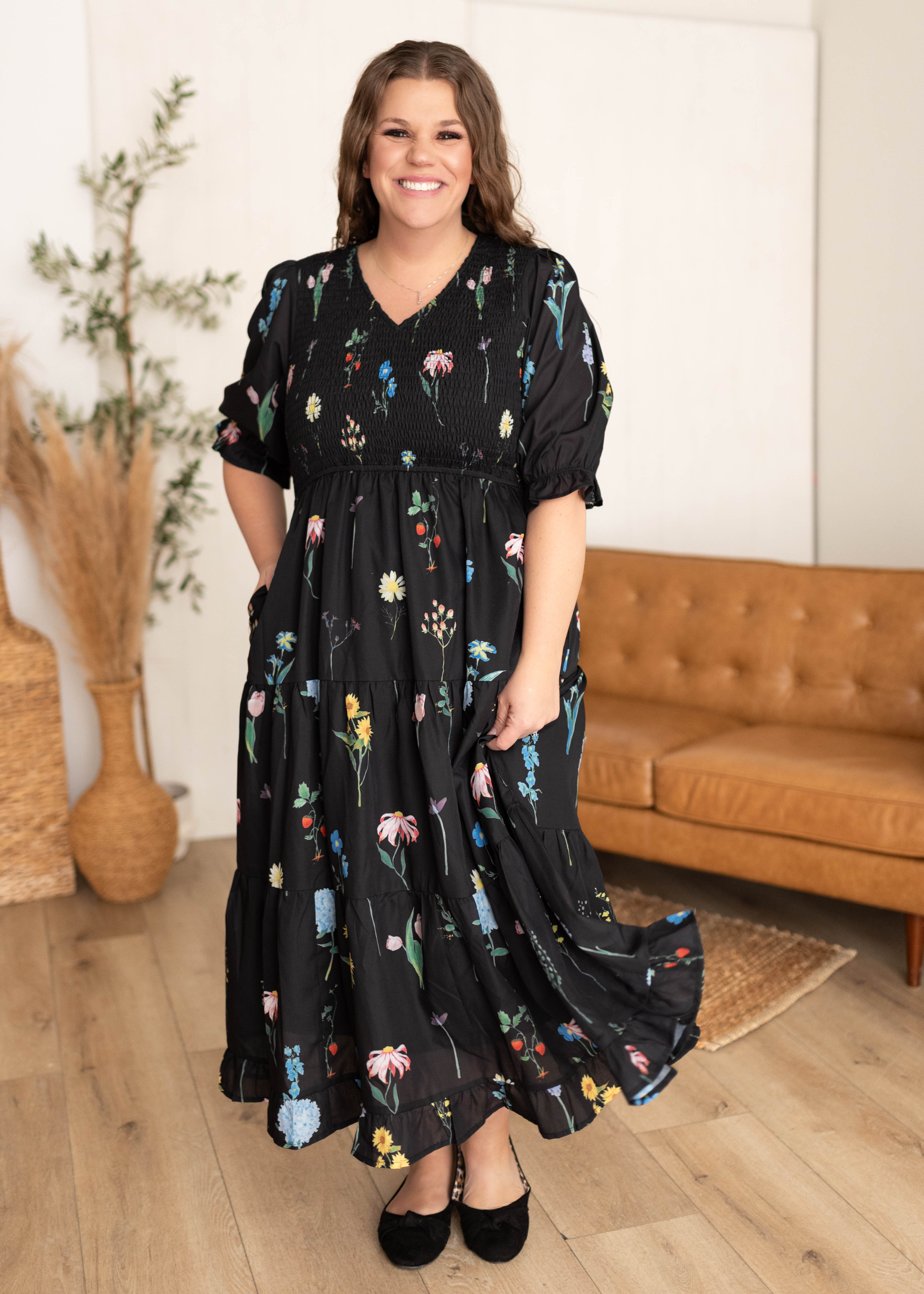 Cecelia Black Floral Dress