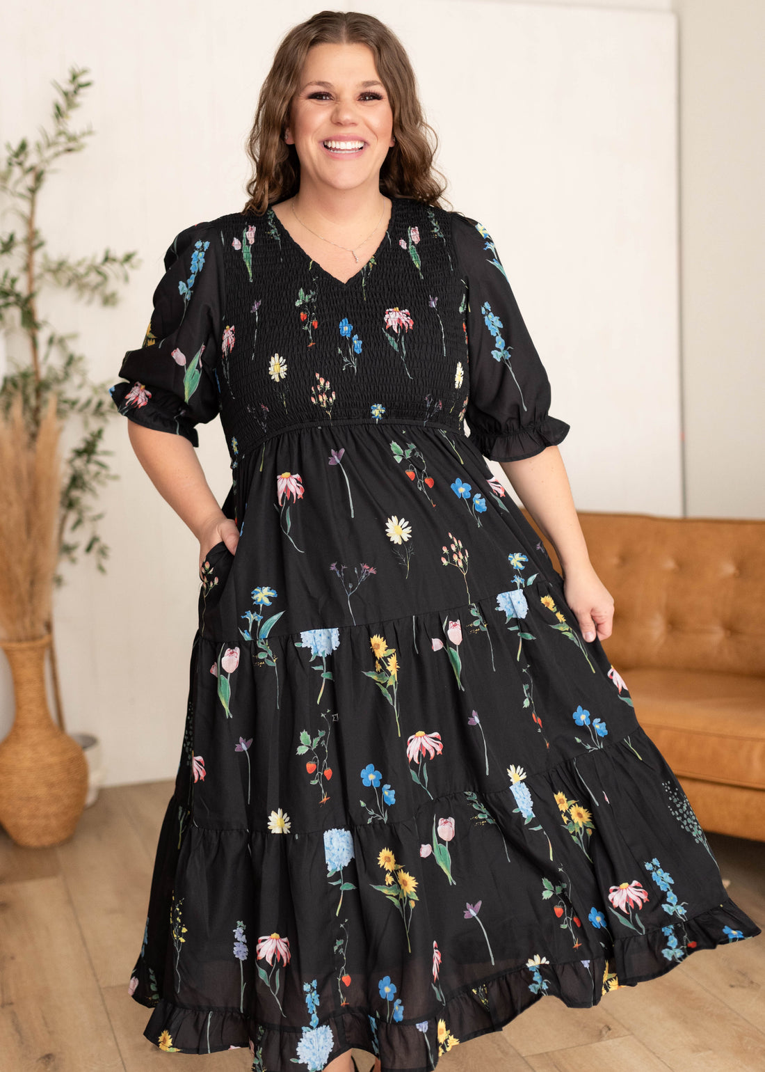 Cecelia Black Floral Dress