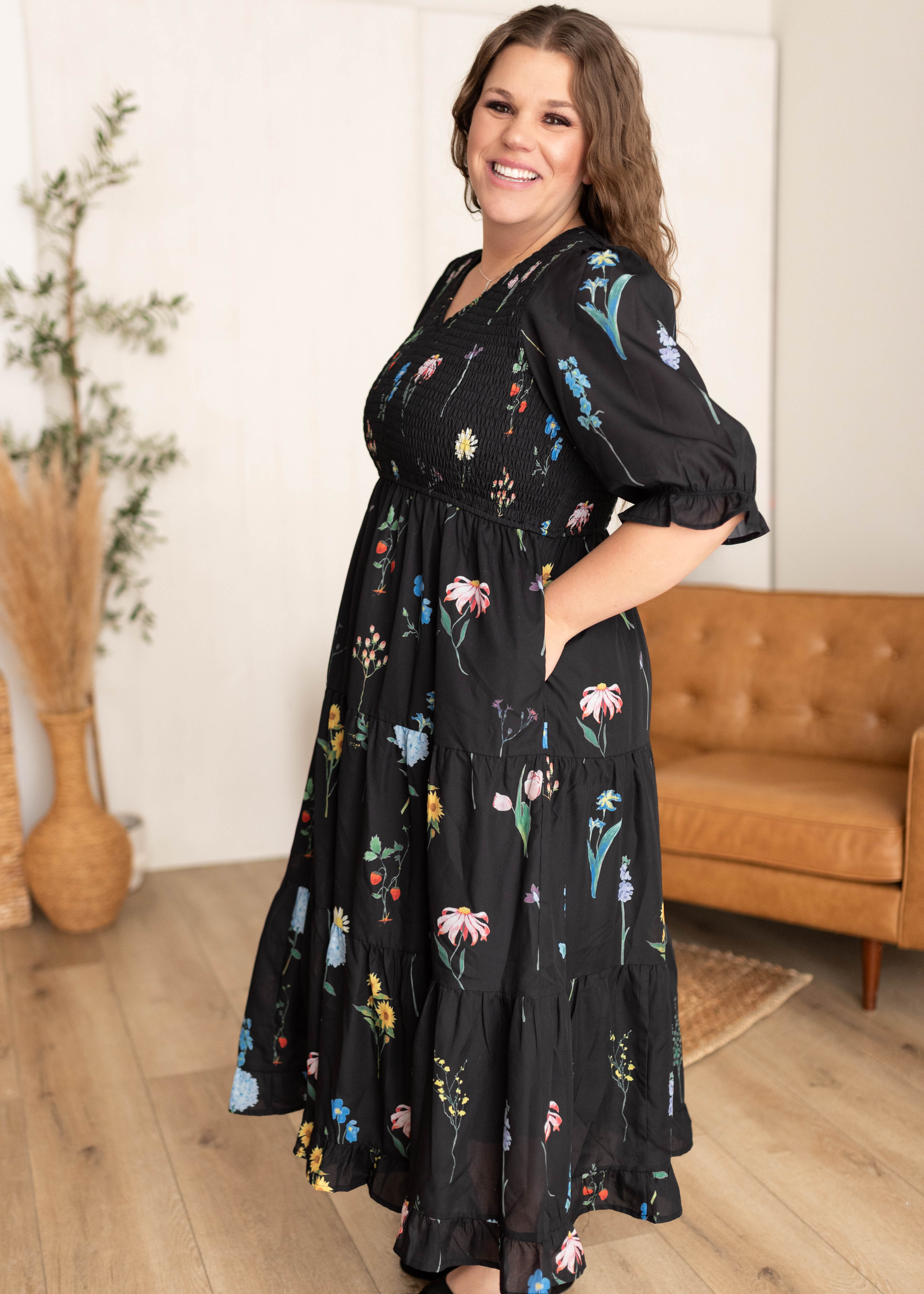 Cecelia Black Floral Dress