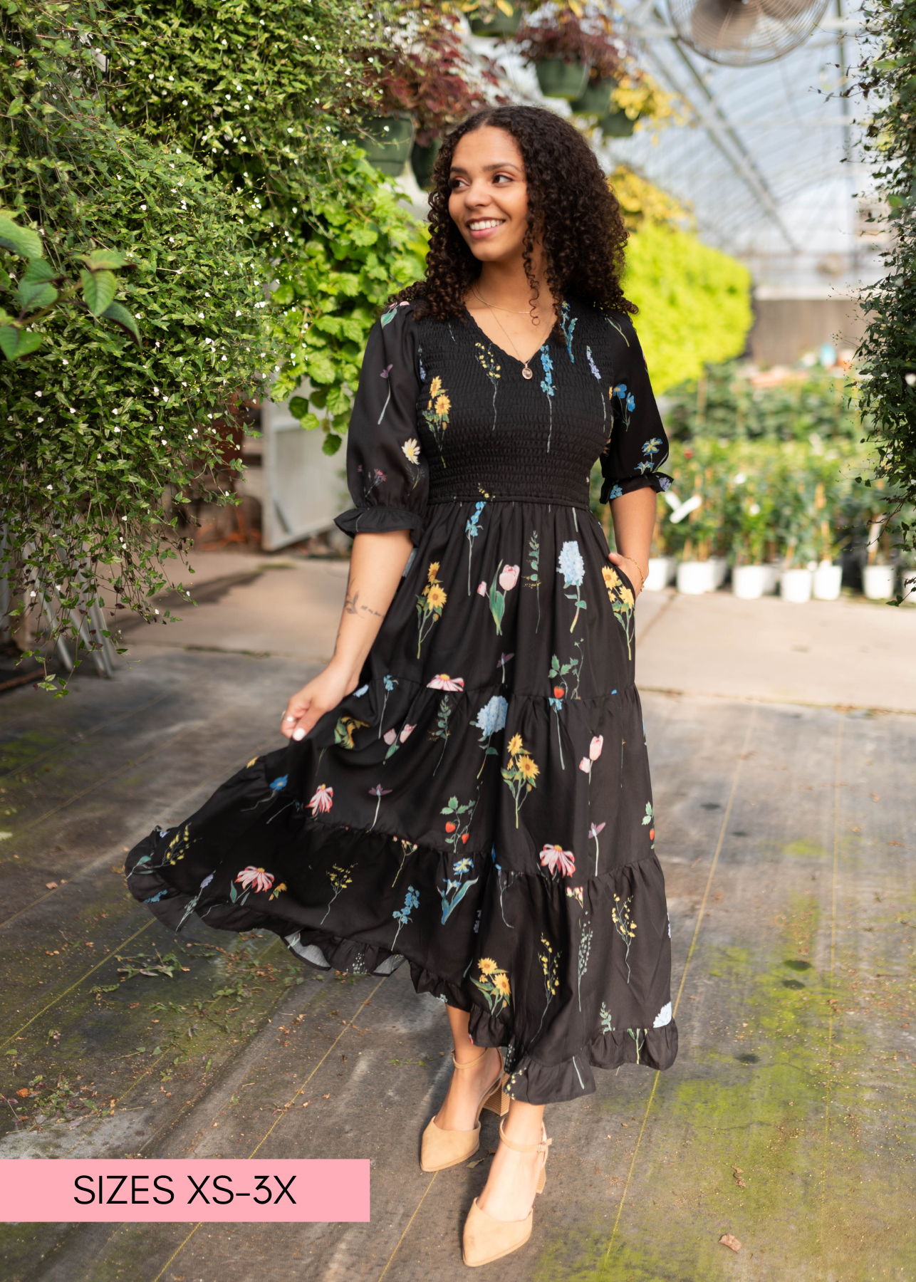 Cecelia Black Floral Dress