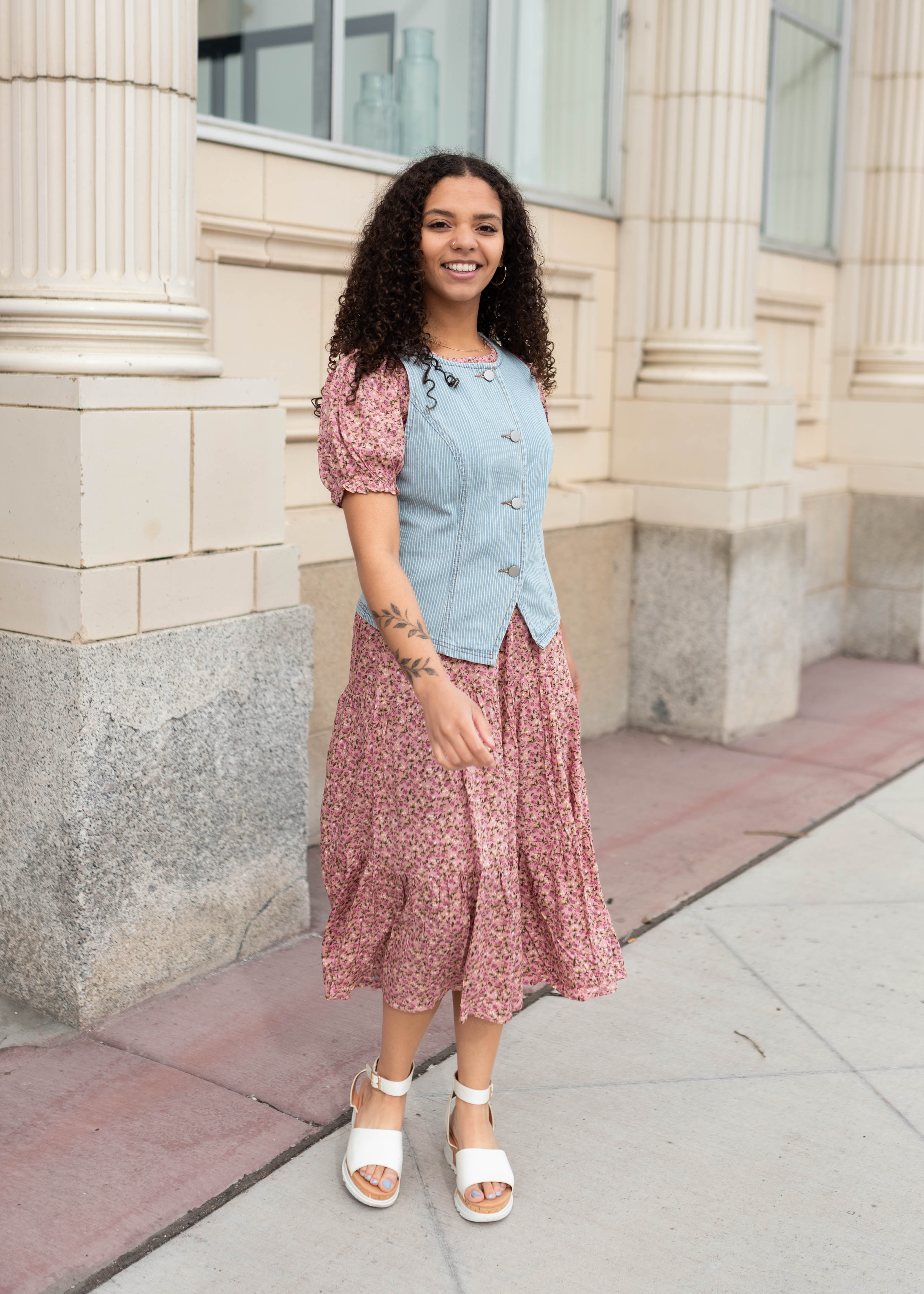 Chelsea Light Denim Pinstripe Top