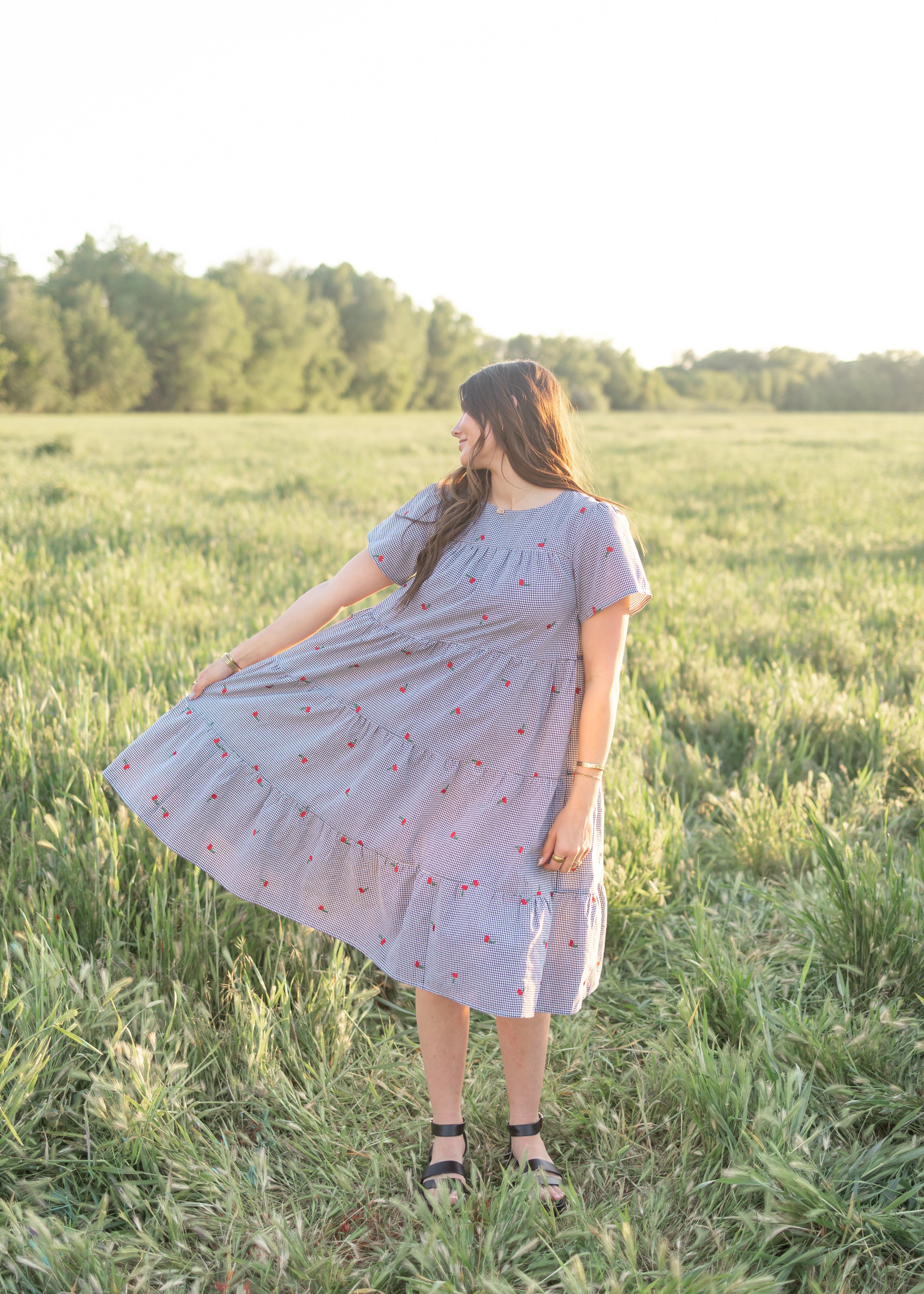 Cherry Black Gingham Dress