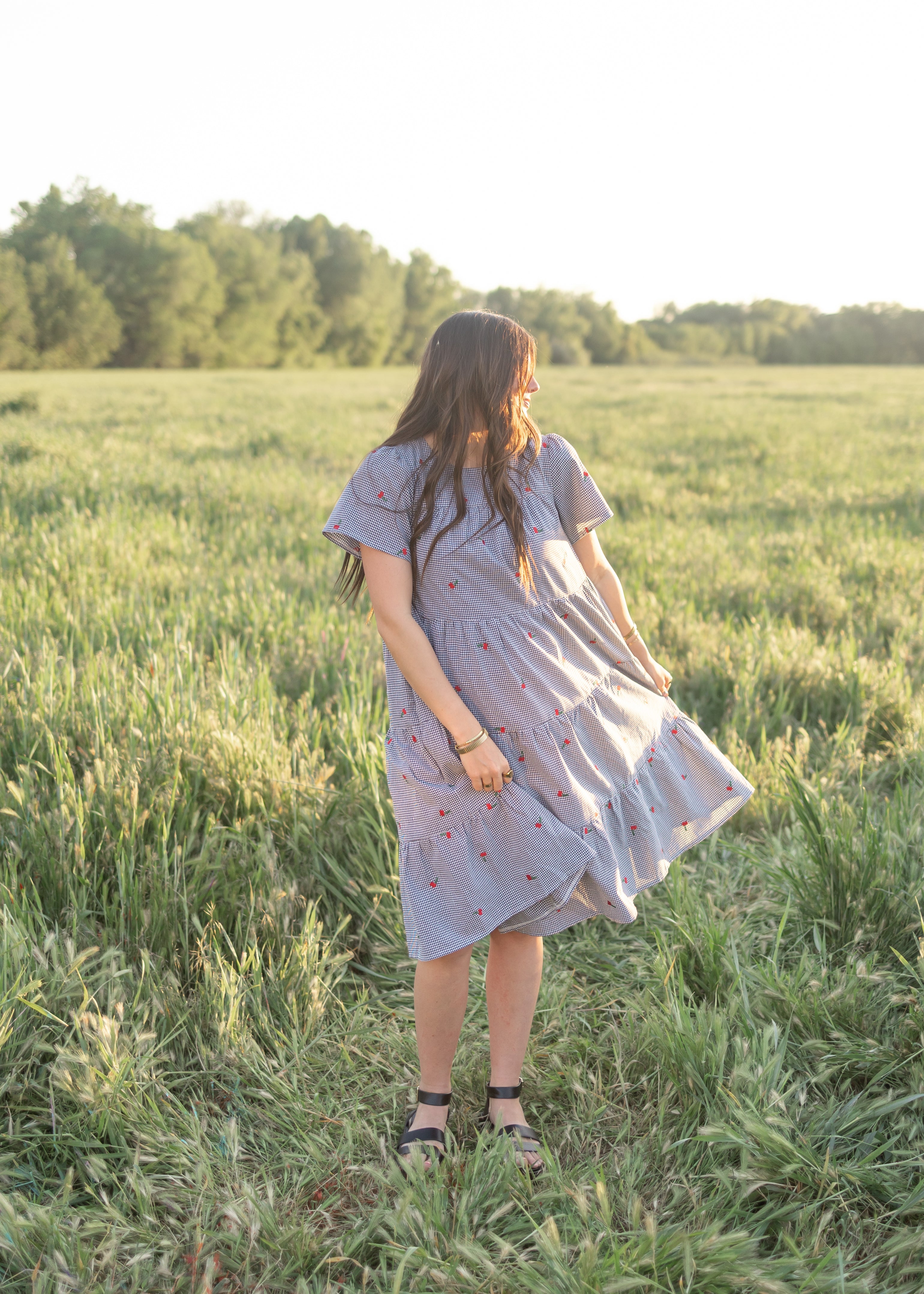 Cherry Black Gingham Dress