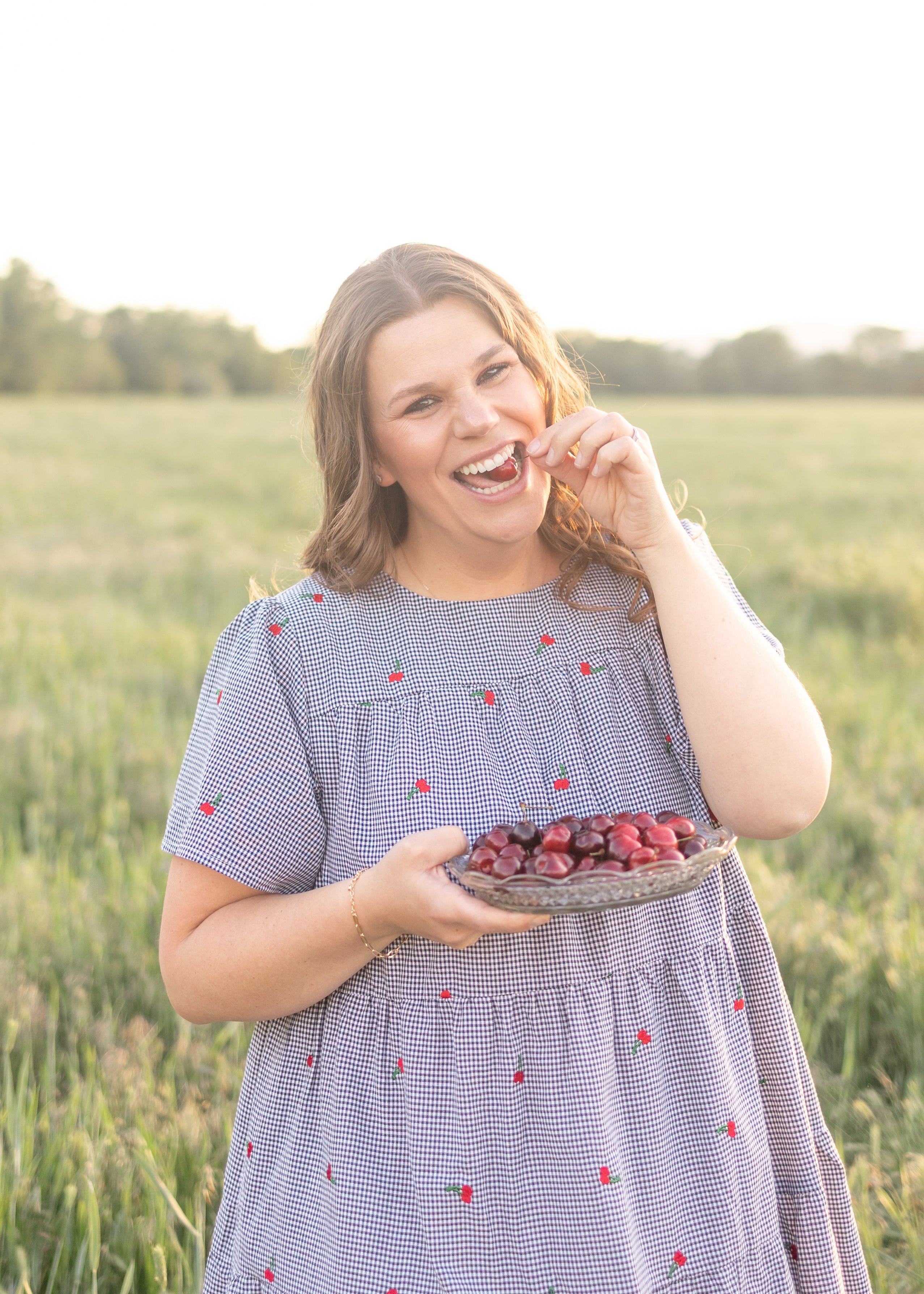 Cherry Black Gingham Dress