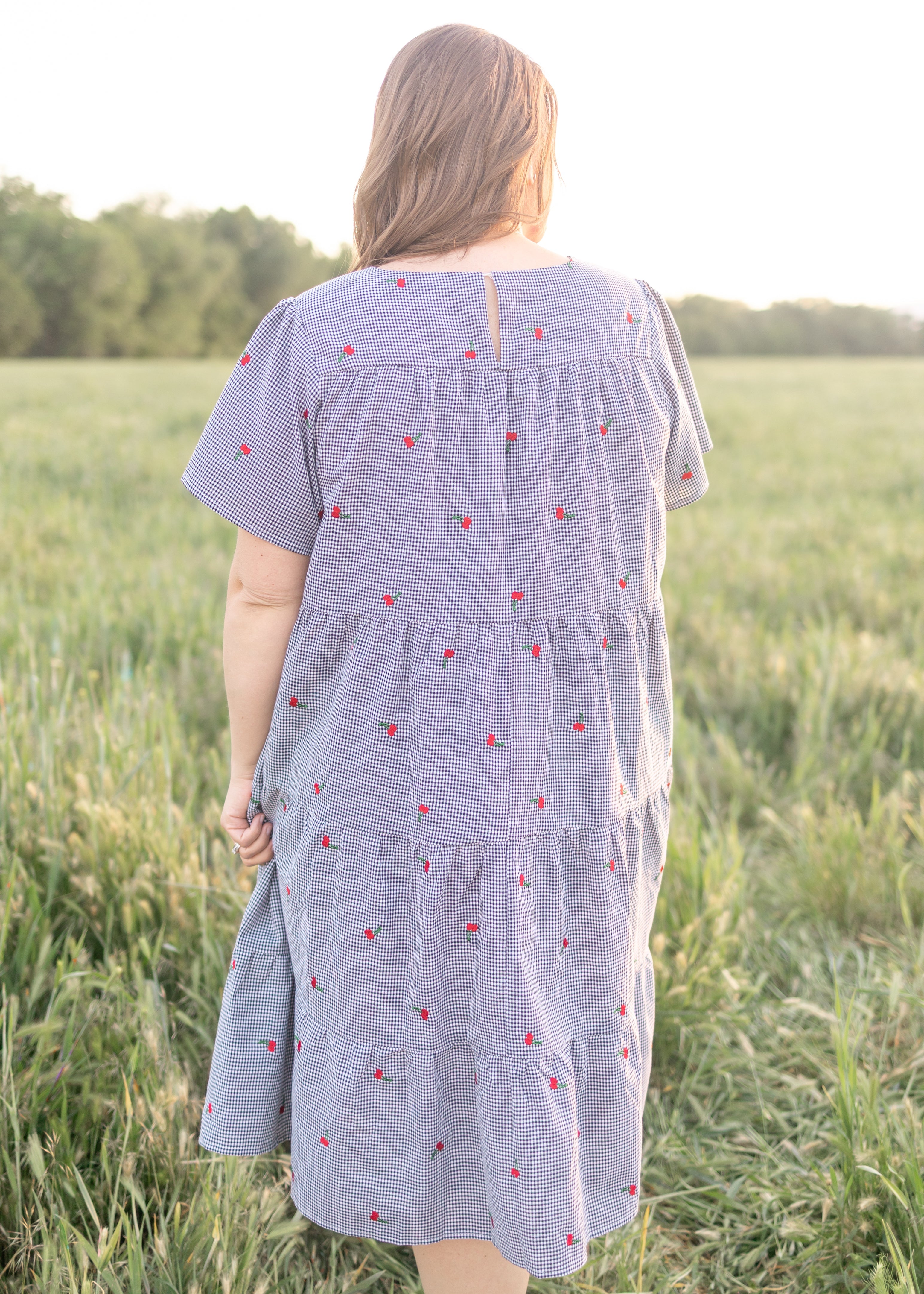 Cherry Black Gingham Dress