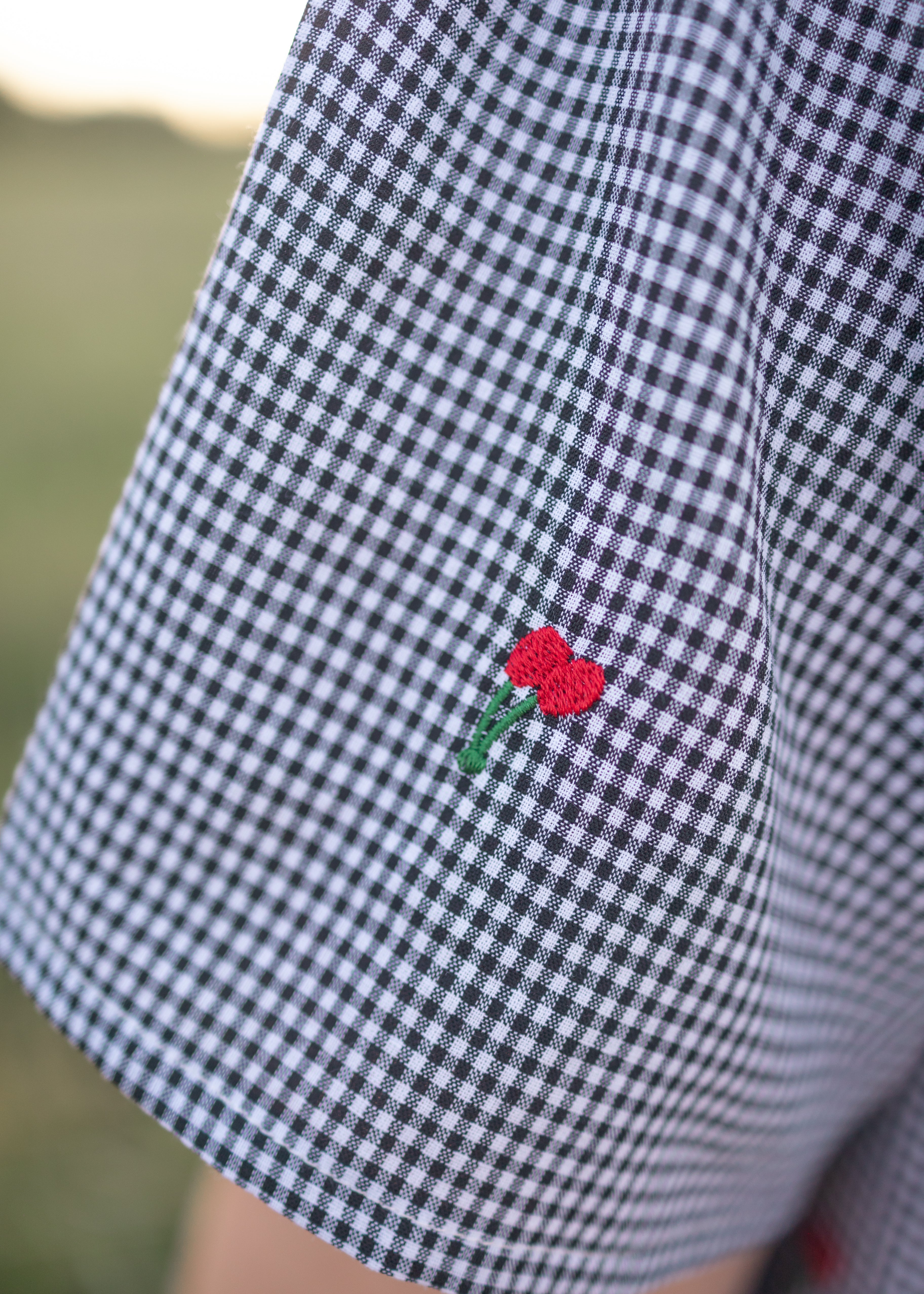 Cherry Black Gingham Dress