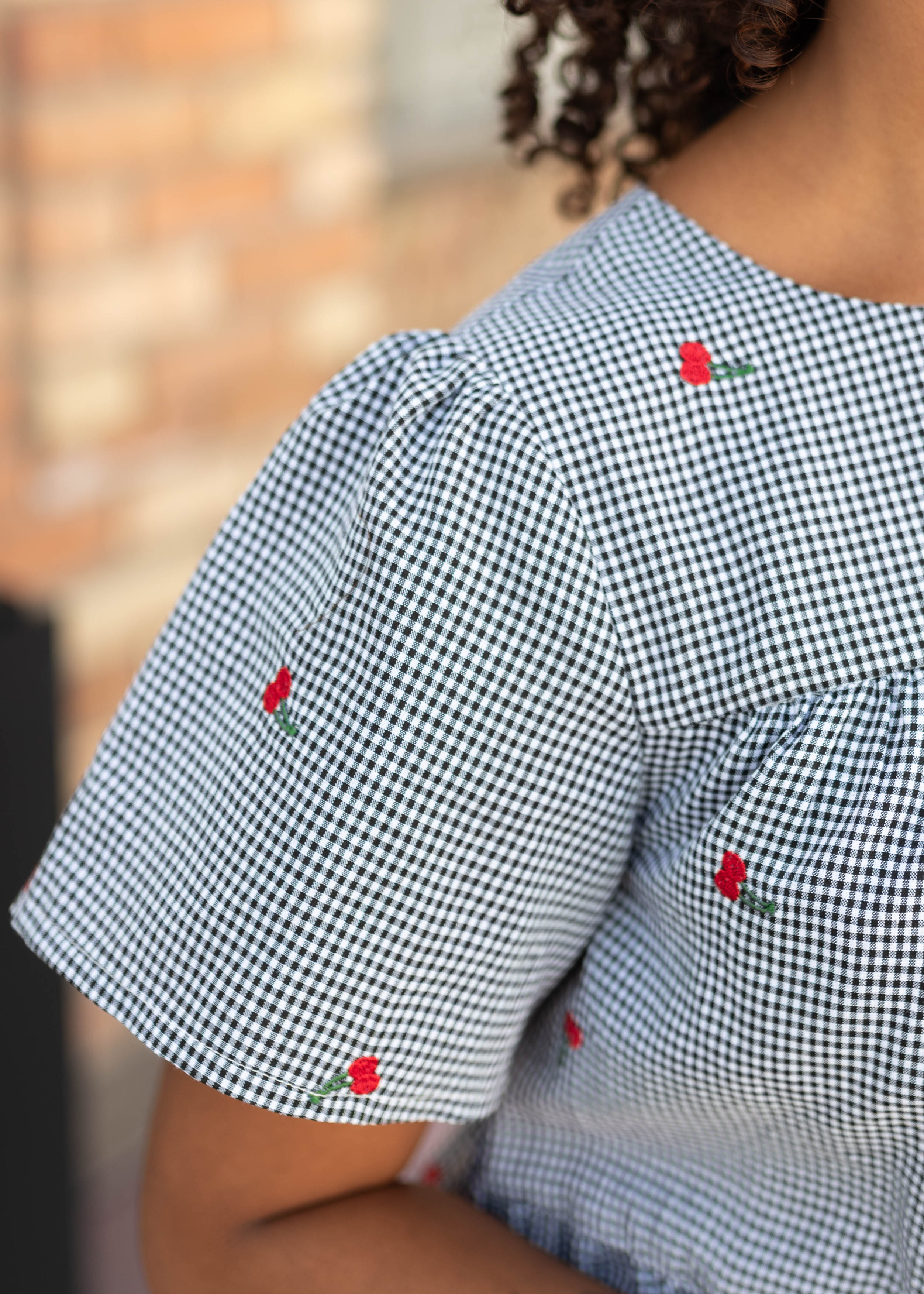 Cherry Black Gingham Dress