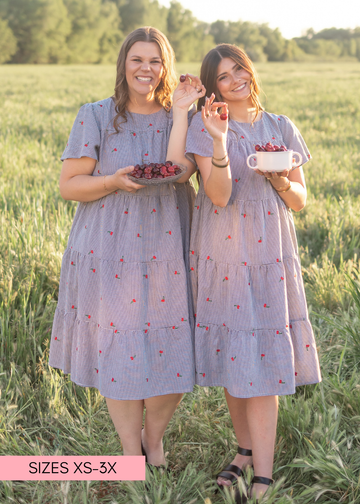 Cherry Black Gingham Dress
