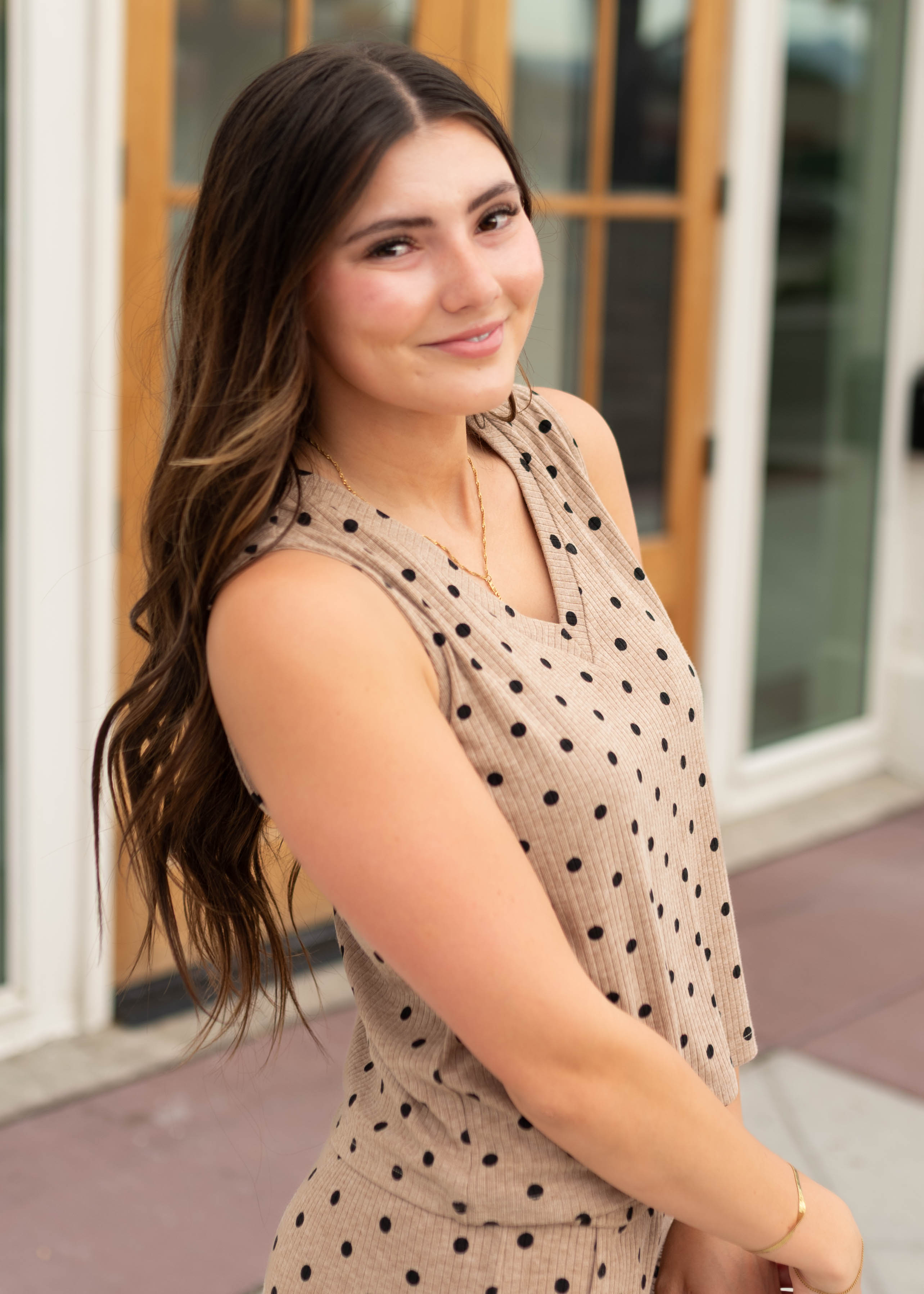 Claire Taupe & Black Polka Dot Set