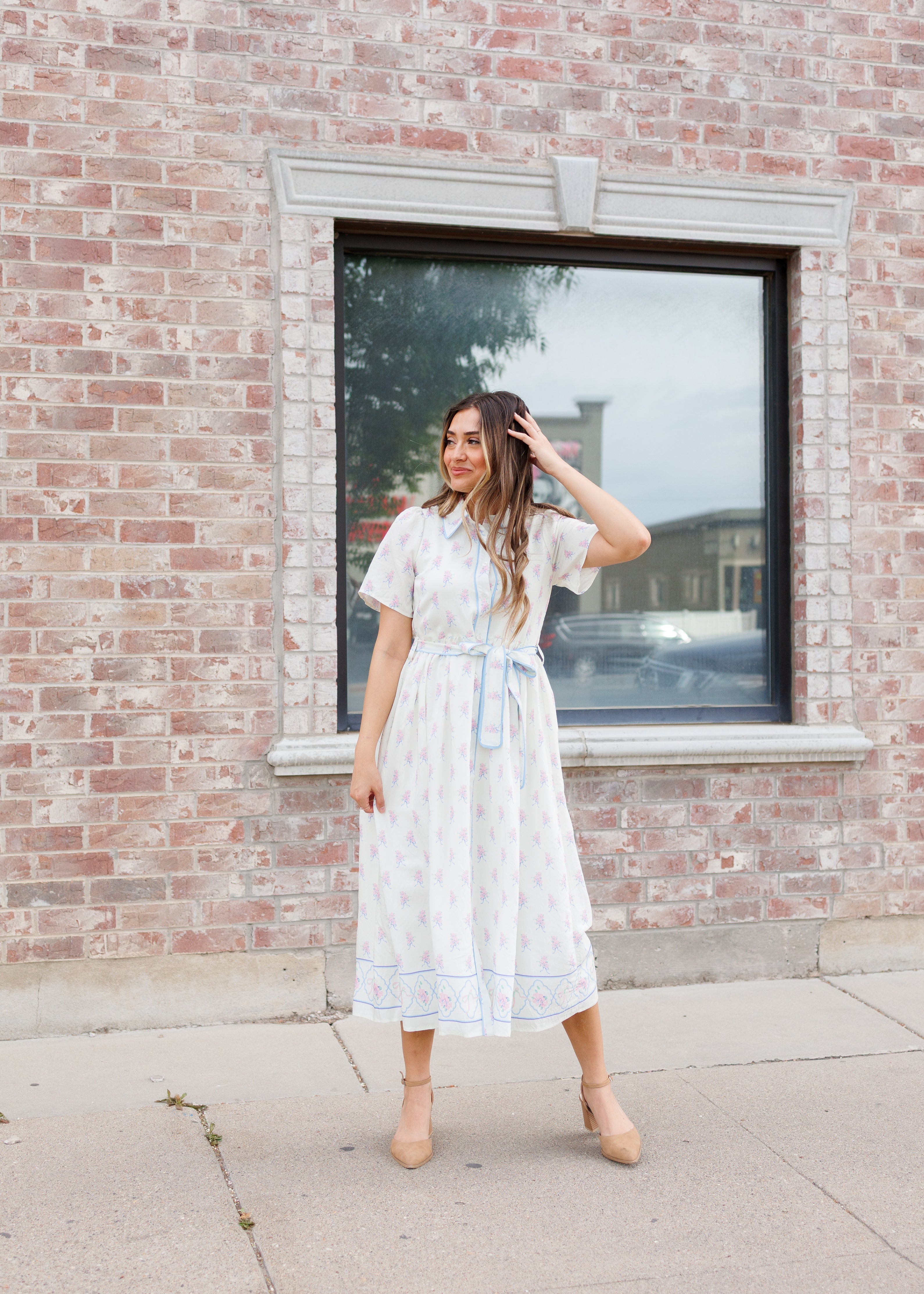 Clara Ivory Pink Floral Dress
