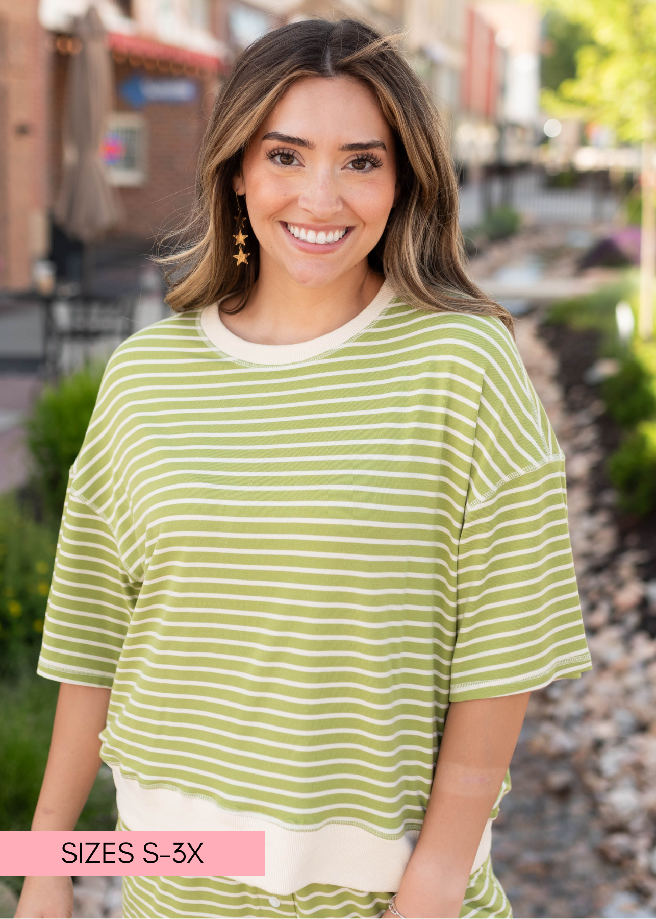 Clarissa Green Striped Top
