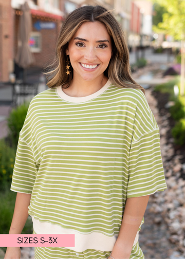Clarissa Green Striped Top