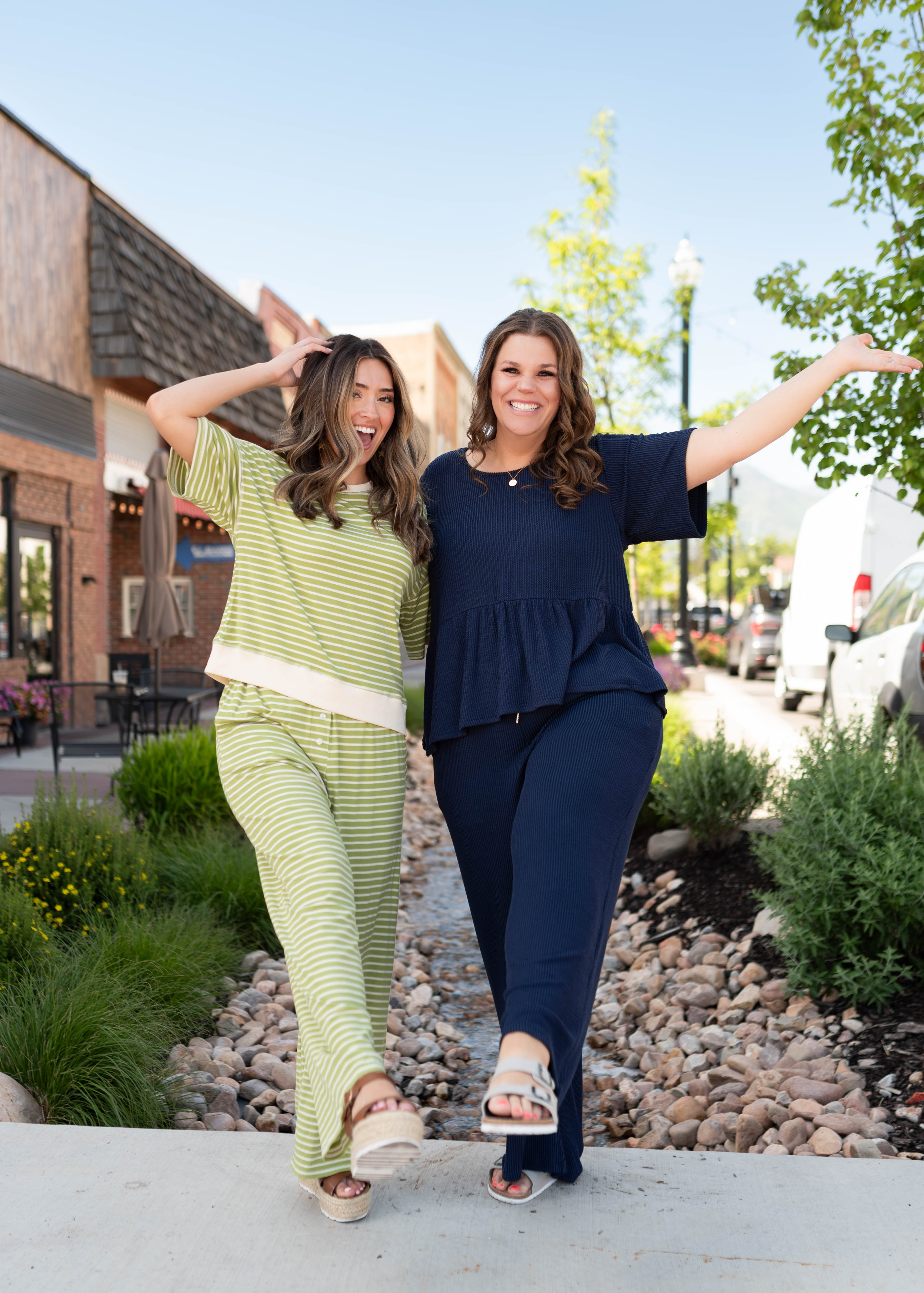 Clarissa Green Striped Lounge Pants