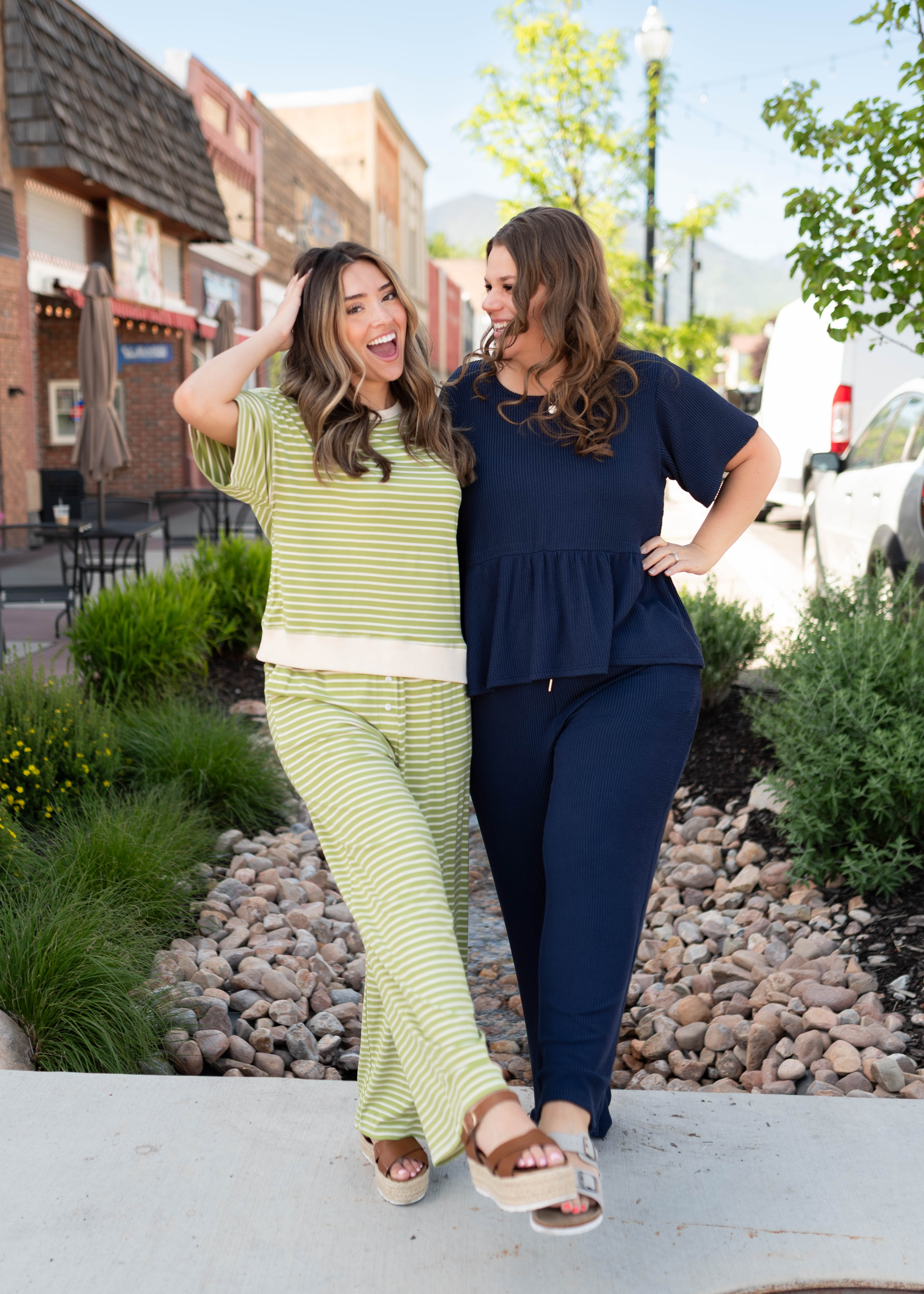 Clarissa Green Striped Lounge Pants