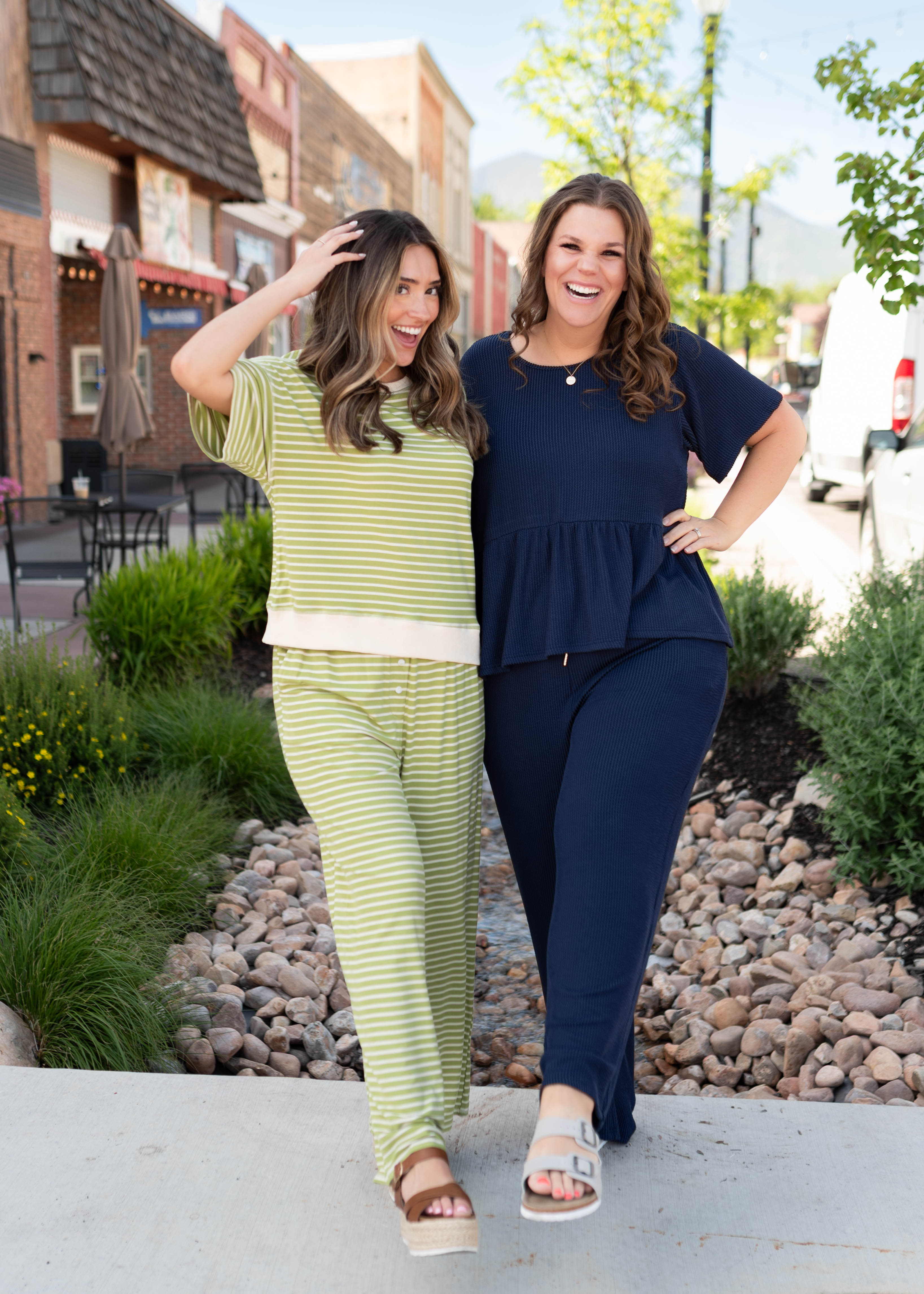 Clarissa Green Striped Top