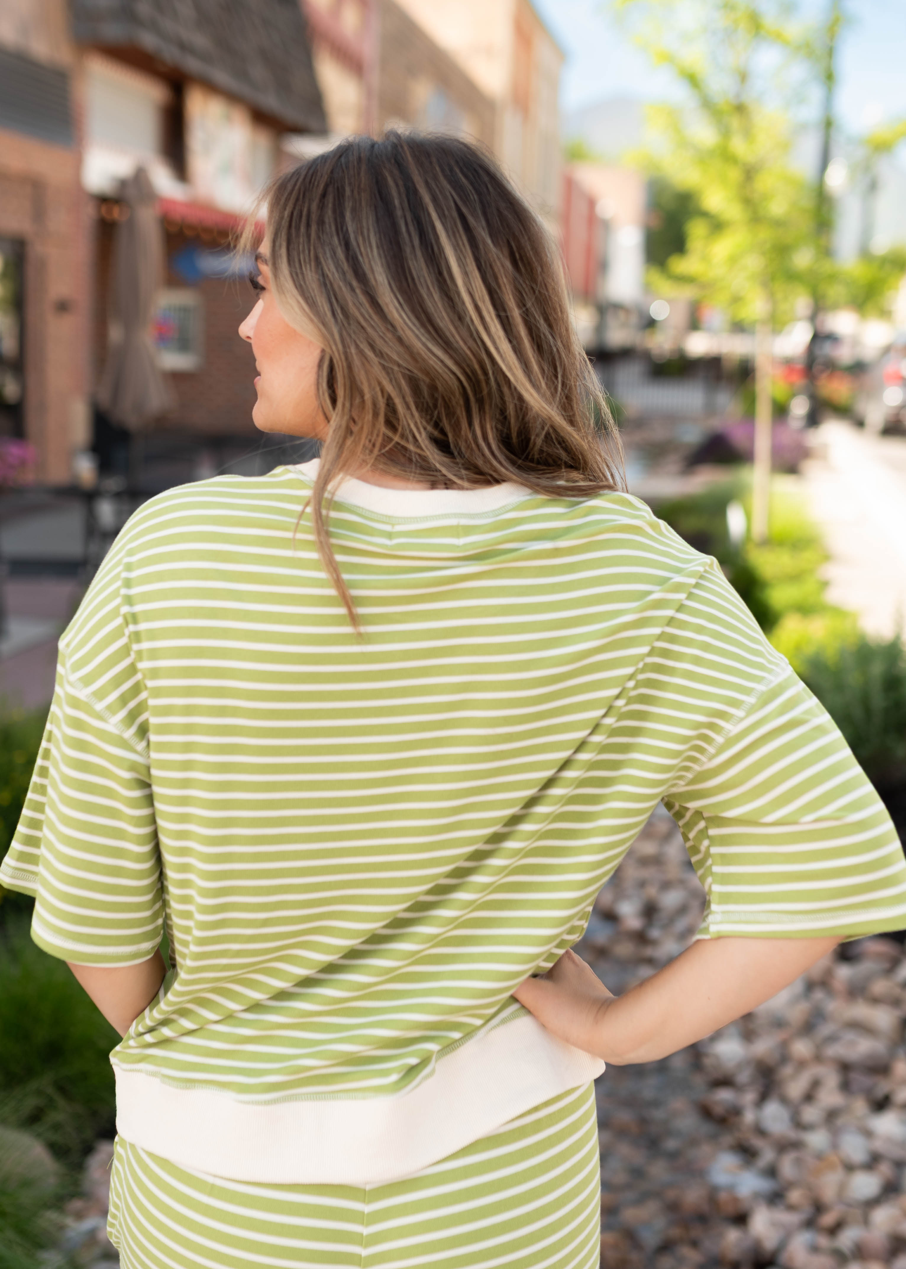 Clarissa Green Striped Top