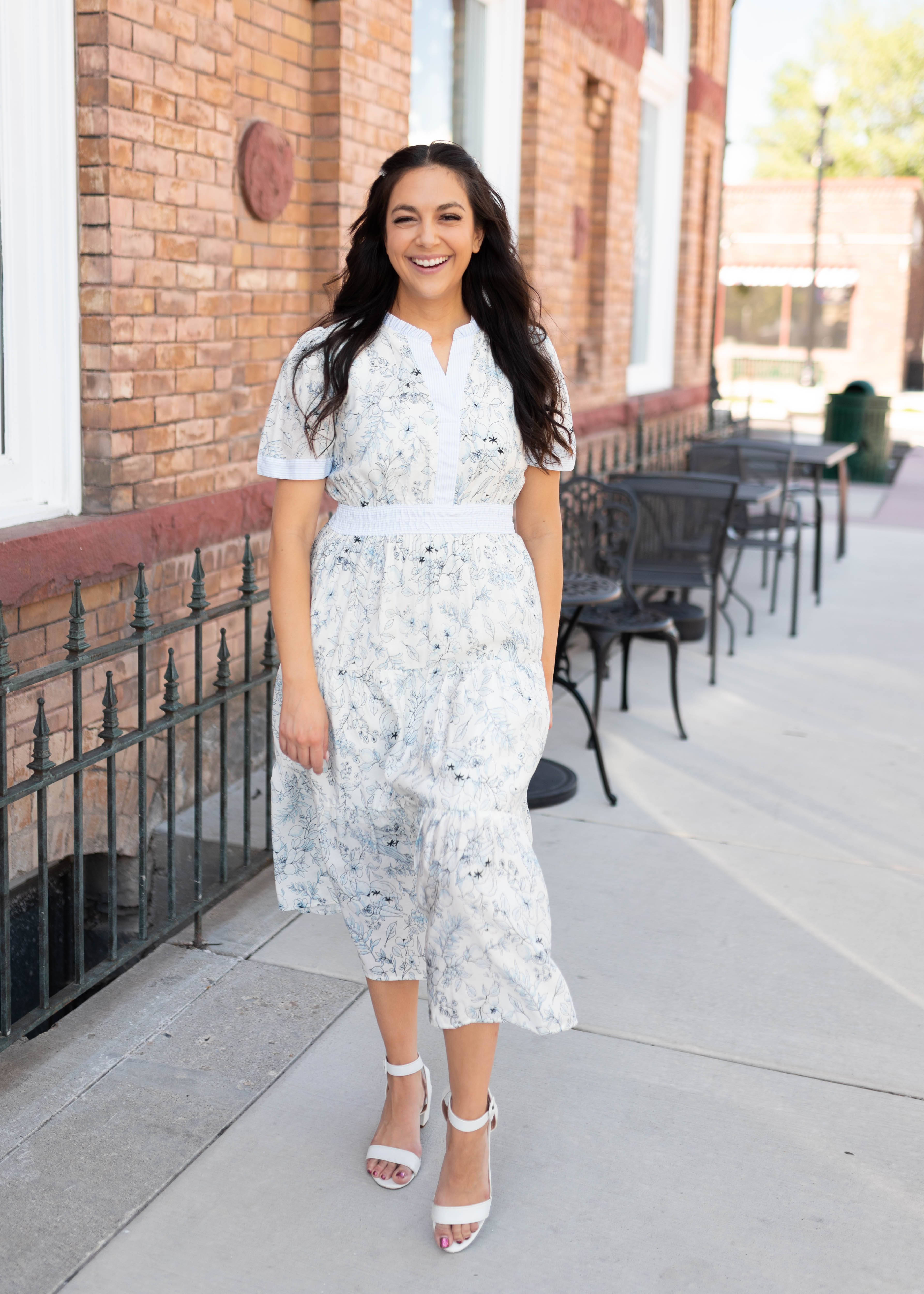 Cora Blue Patterned Dress