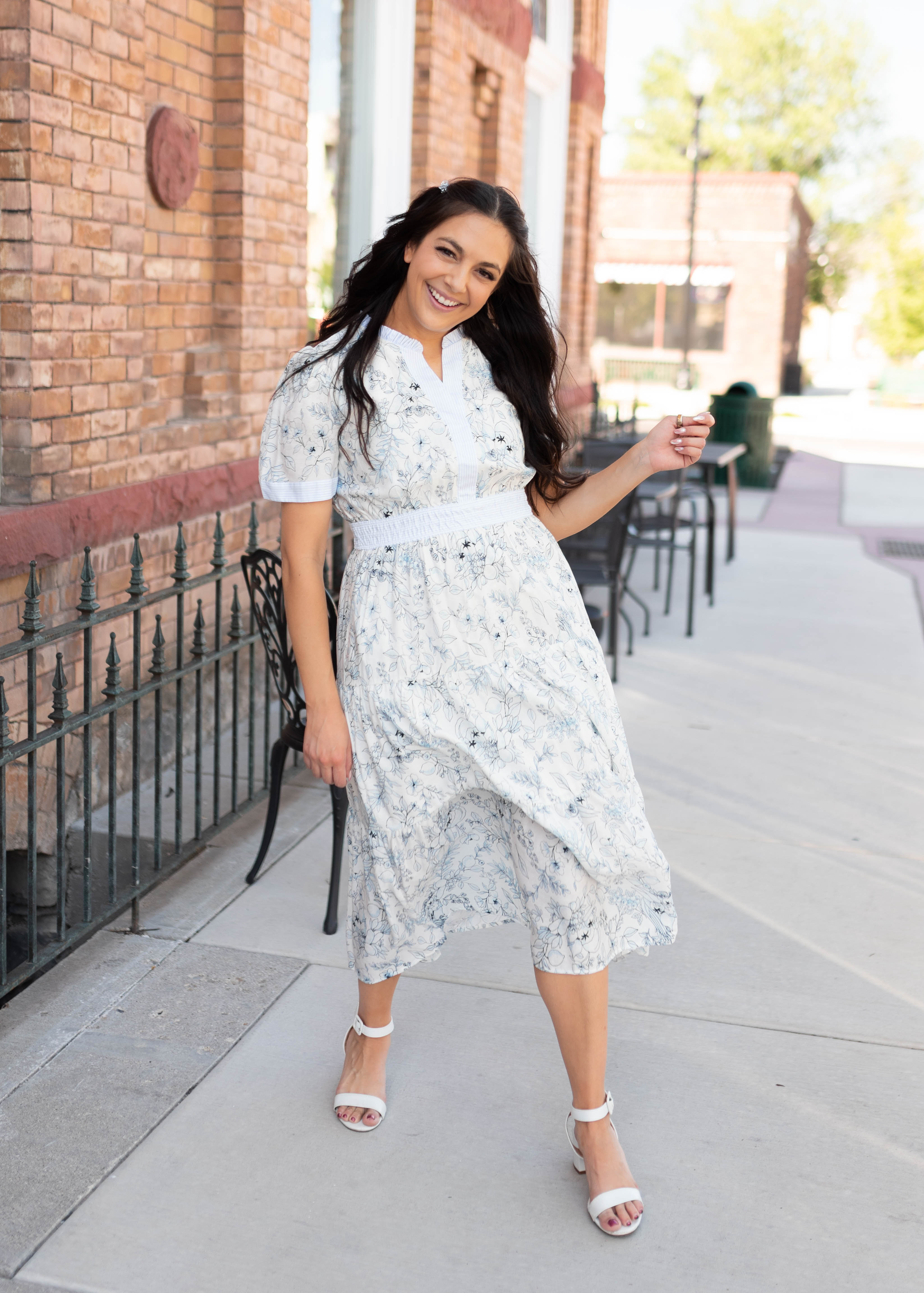 Cora Blue Patterned Dress