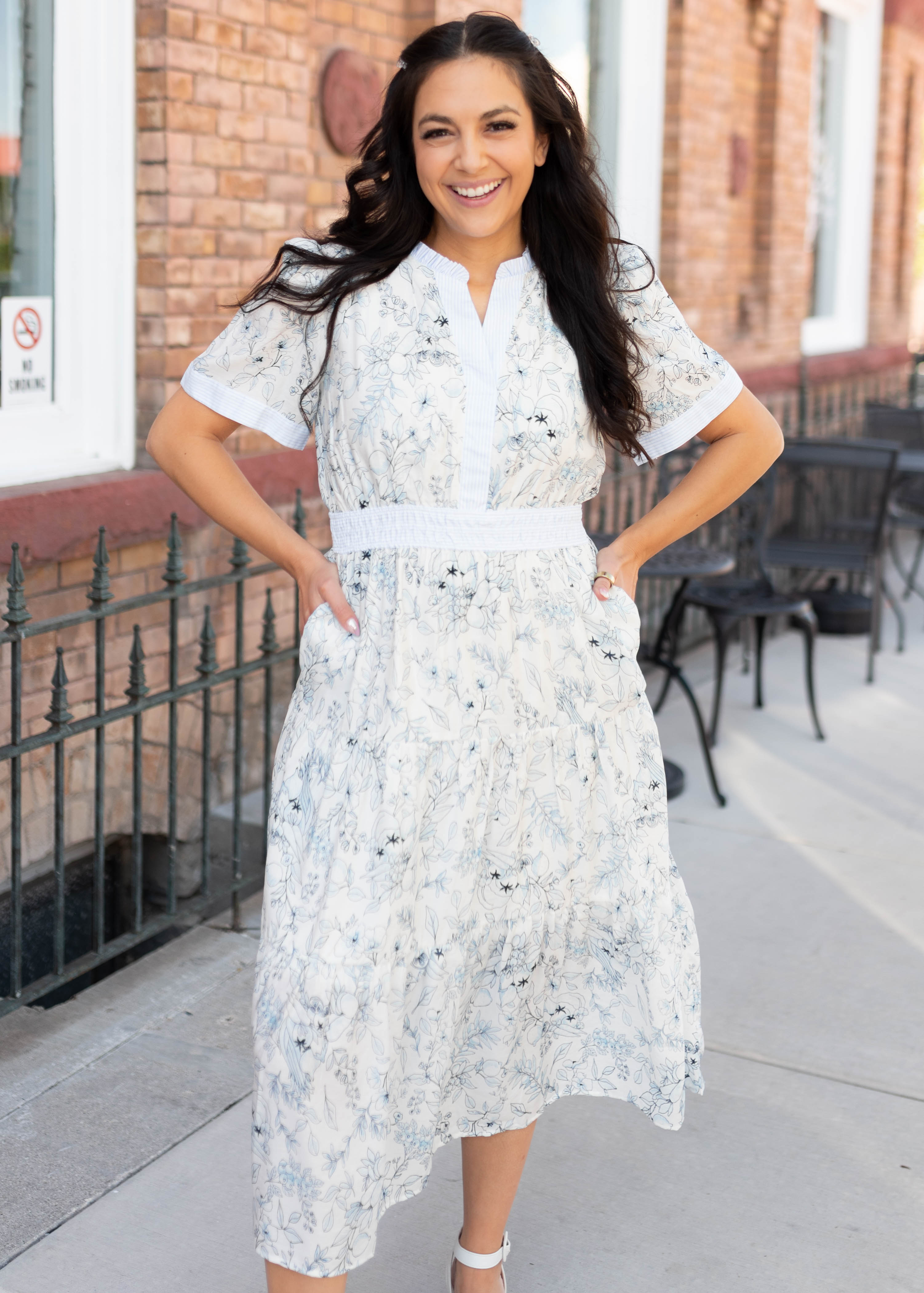 Cora Blue Patterned Dress