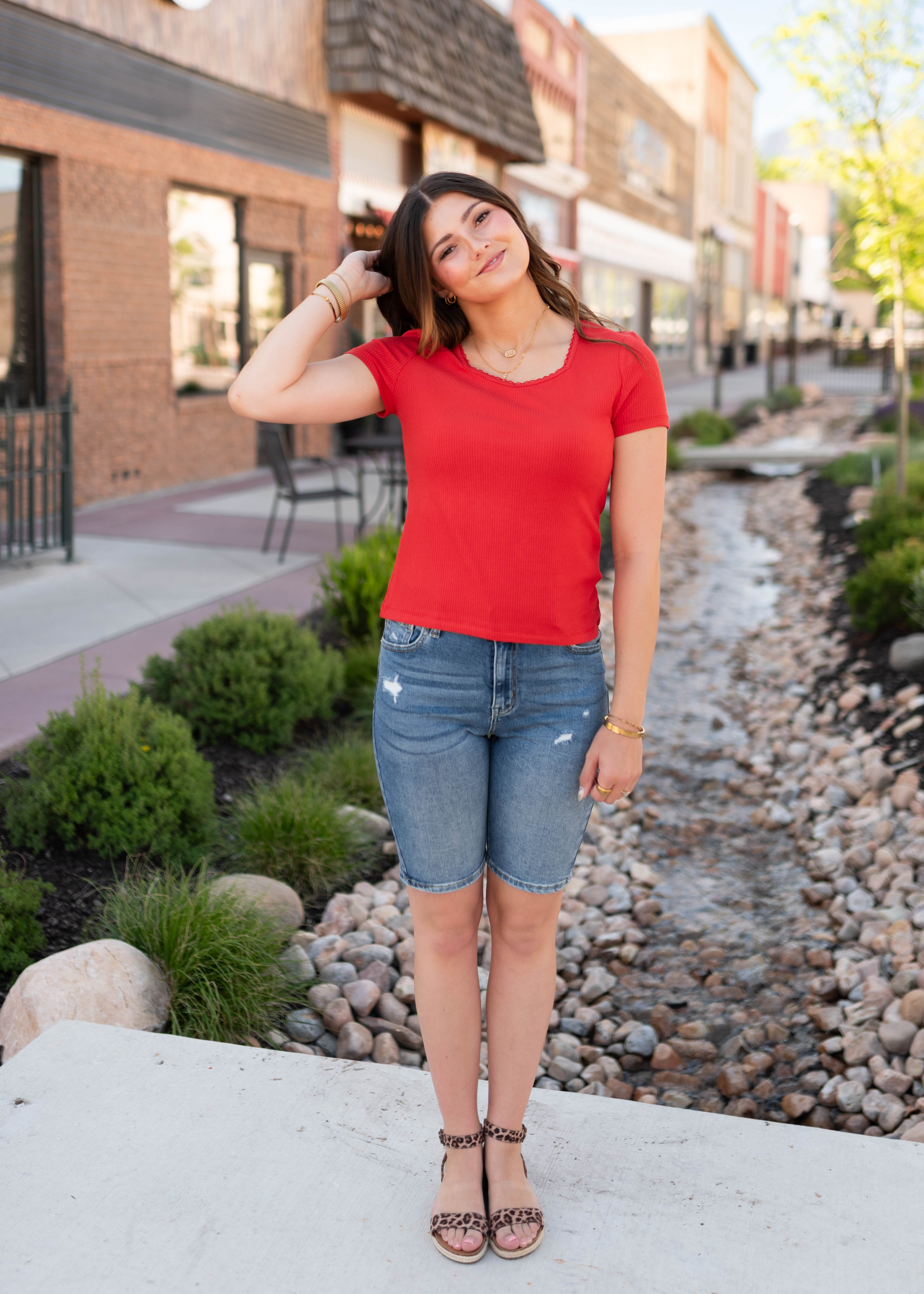 Cynthia Red Sweetheart Top