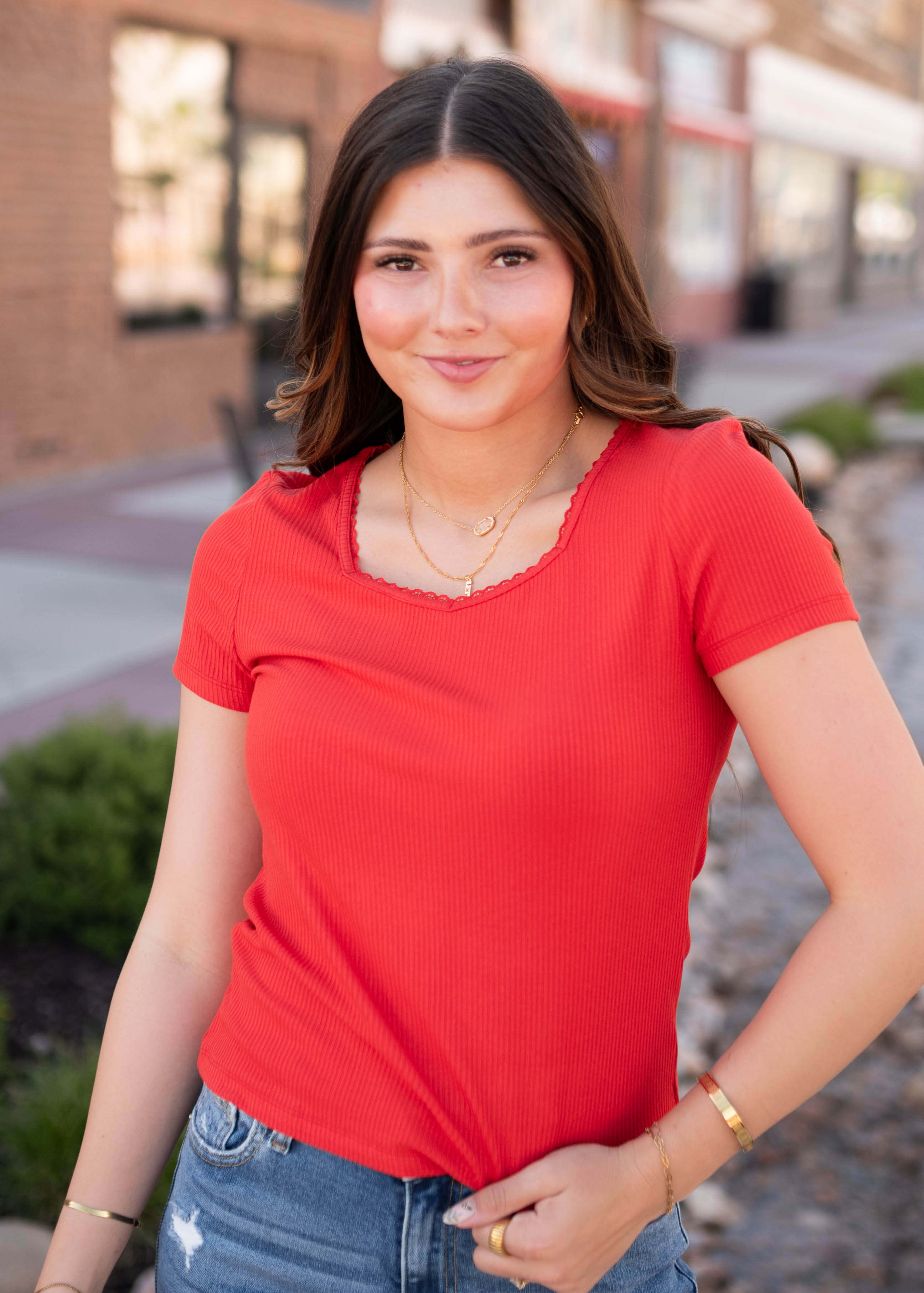 Cynthia Red Sweetheart Top