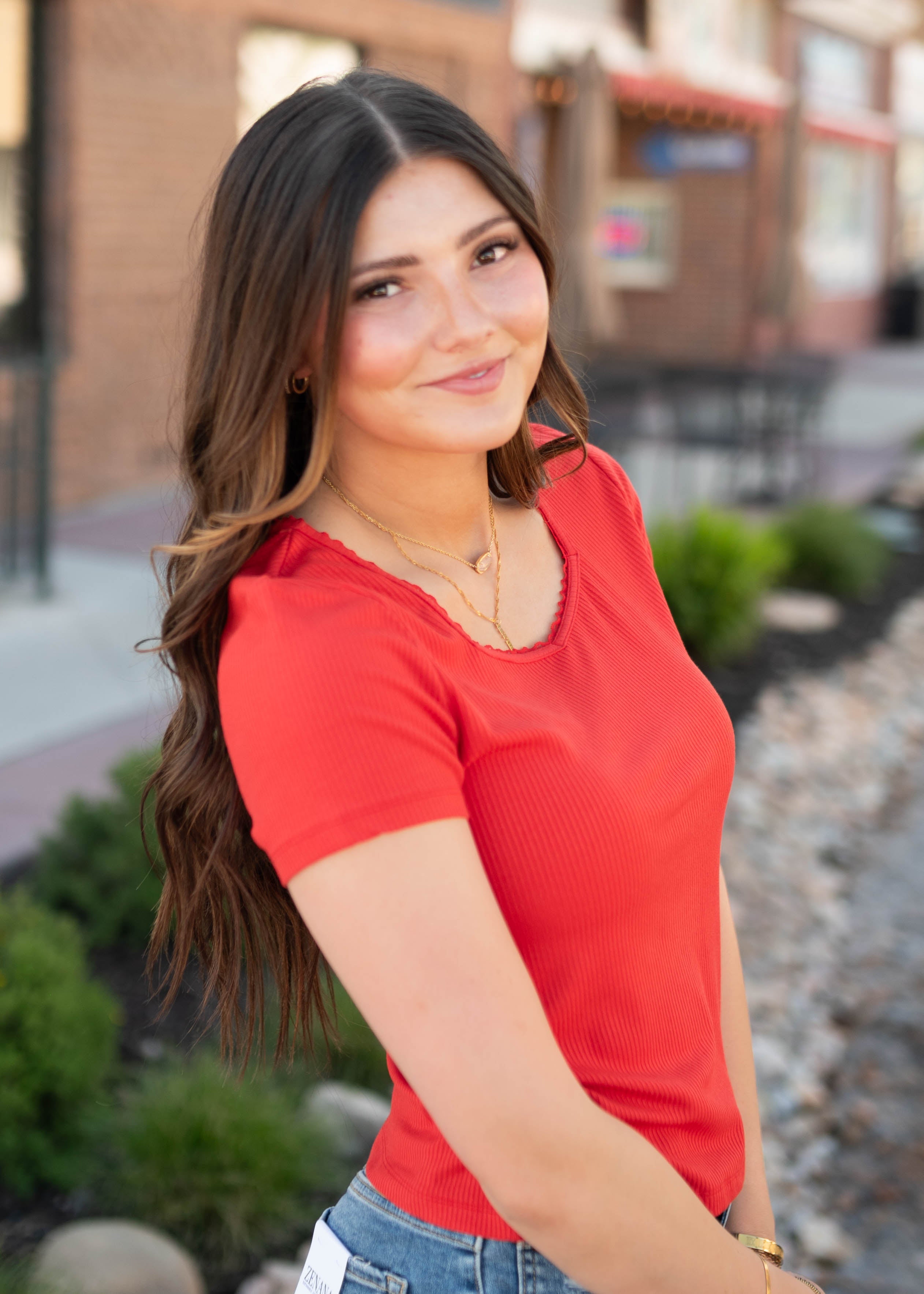 Cynthia Red Sweetheart Top