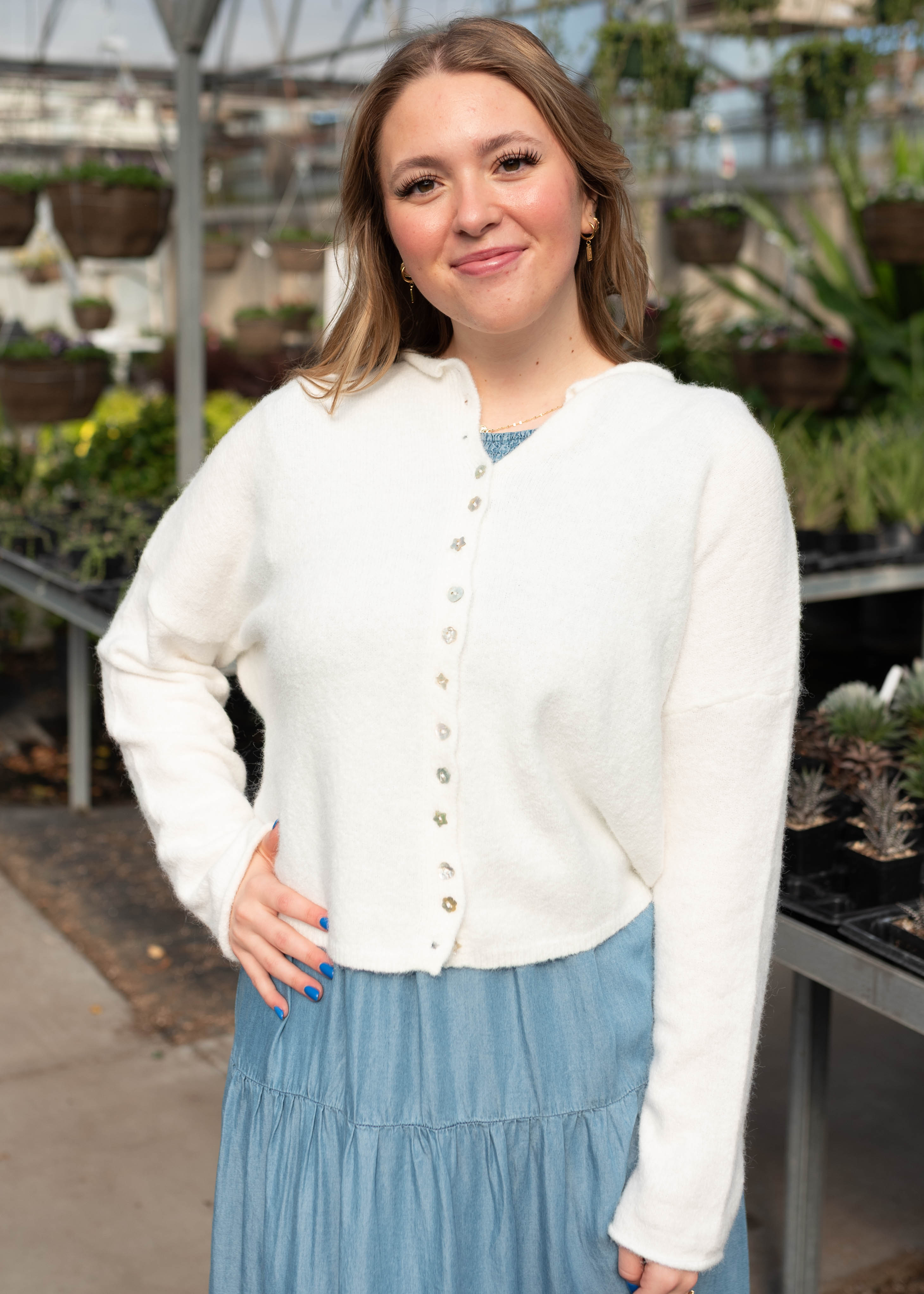 Taytum White Long Sleeve Cardigan