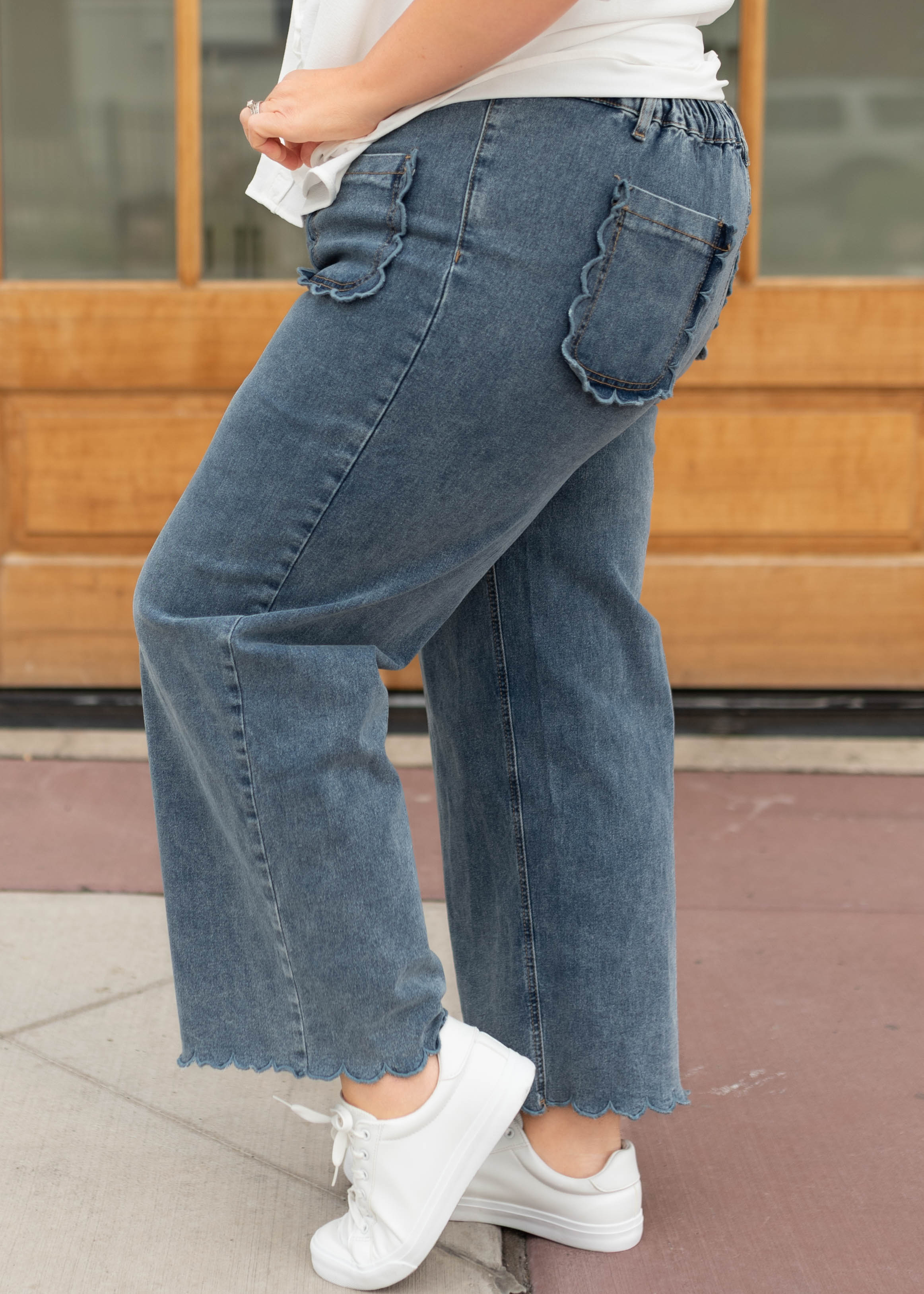 Kristina Denim Scalloped High Waisted Jeans