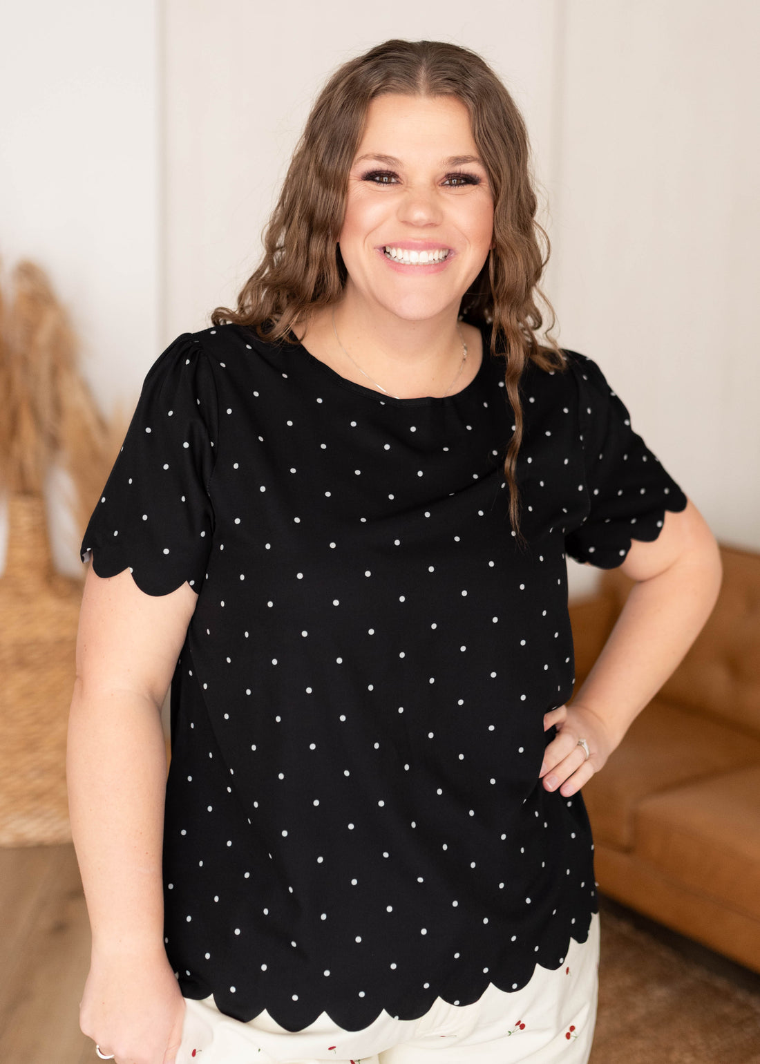 Daniella Black Polka Dot Top