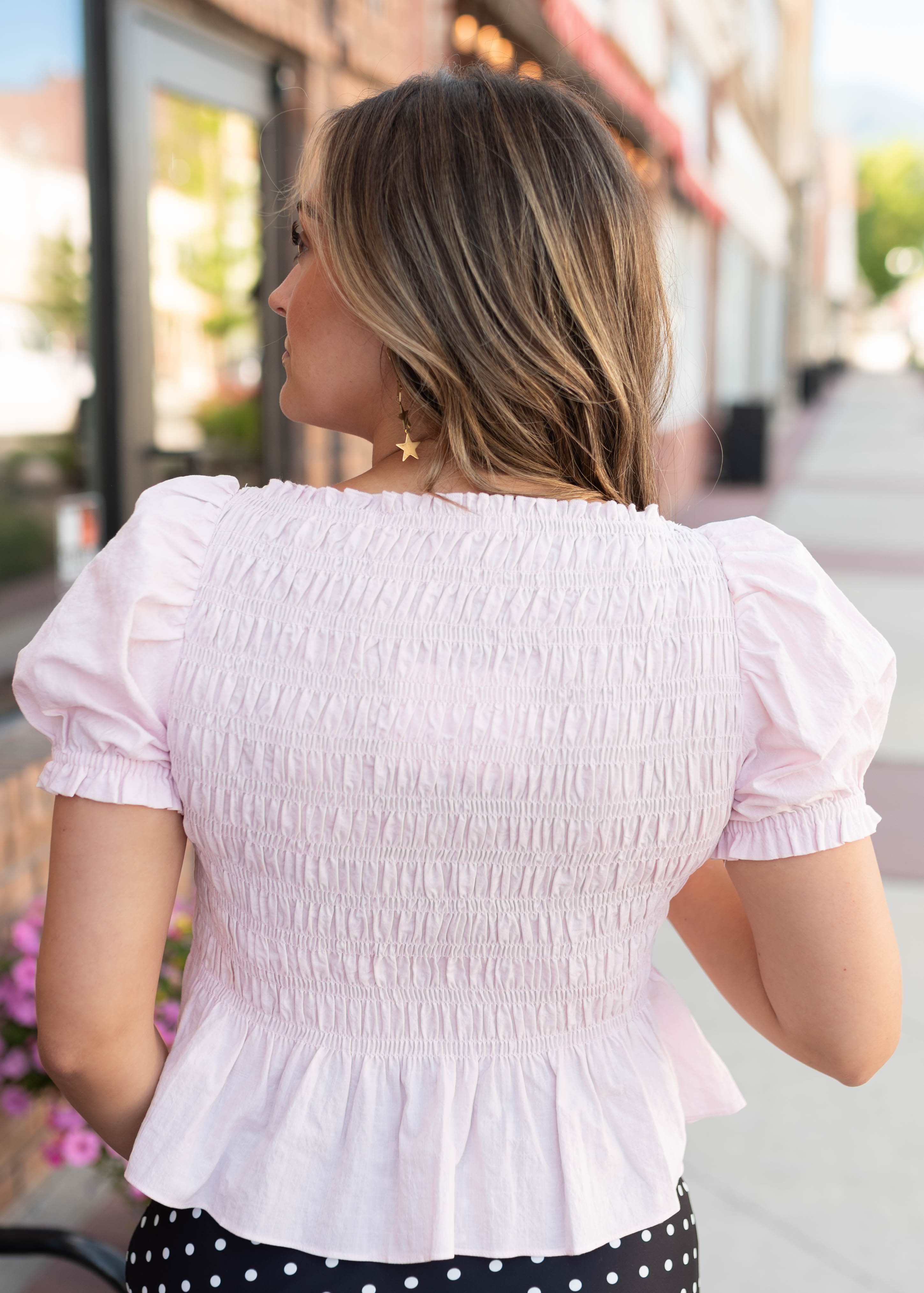 Delilah Pink Smocked Blouse