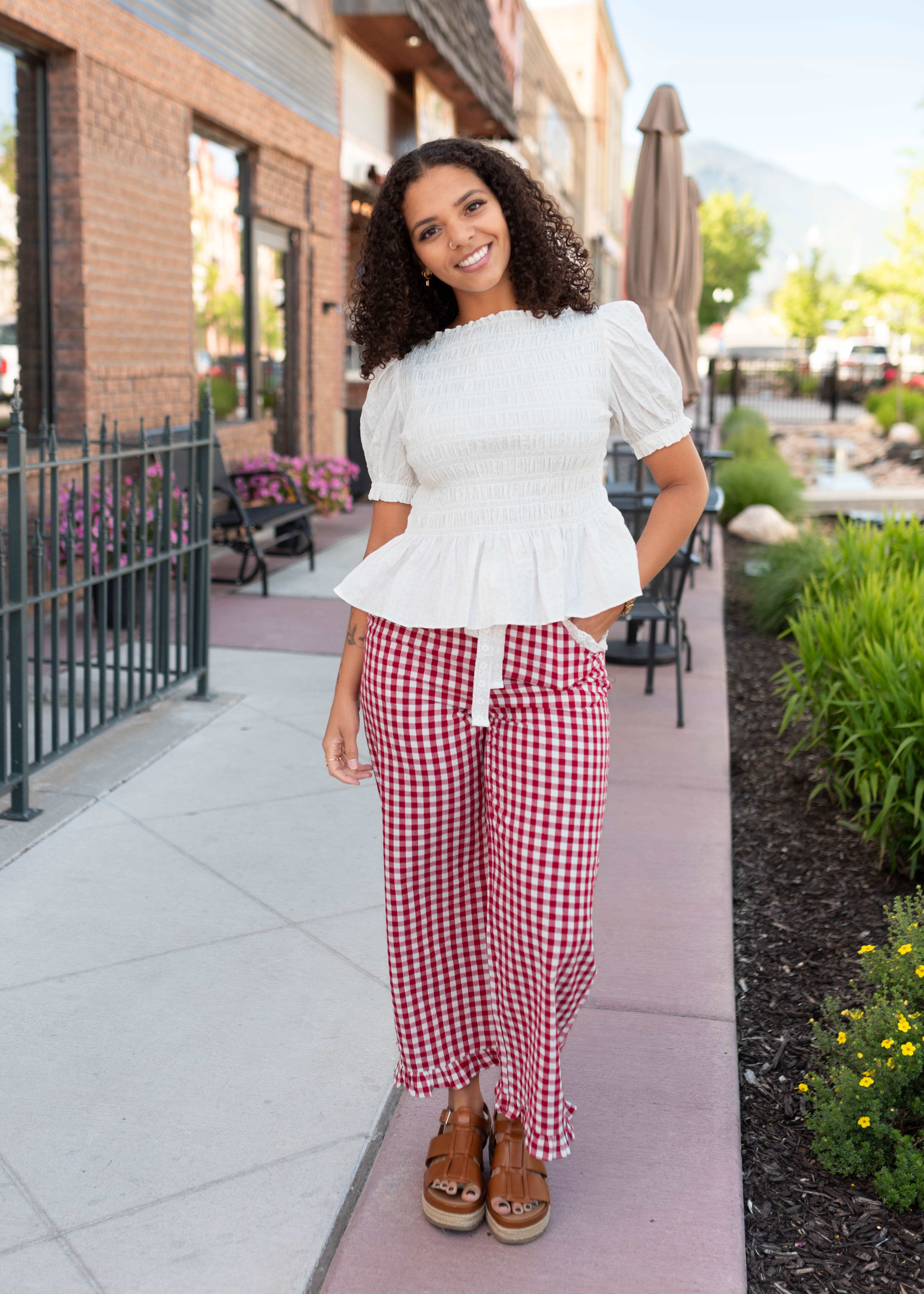 Delilah White Smocked Blouse