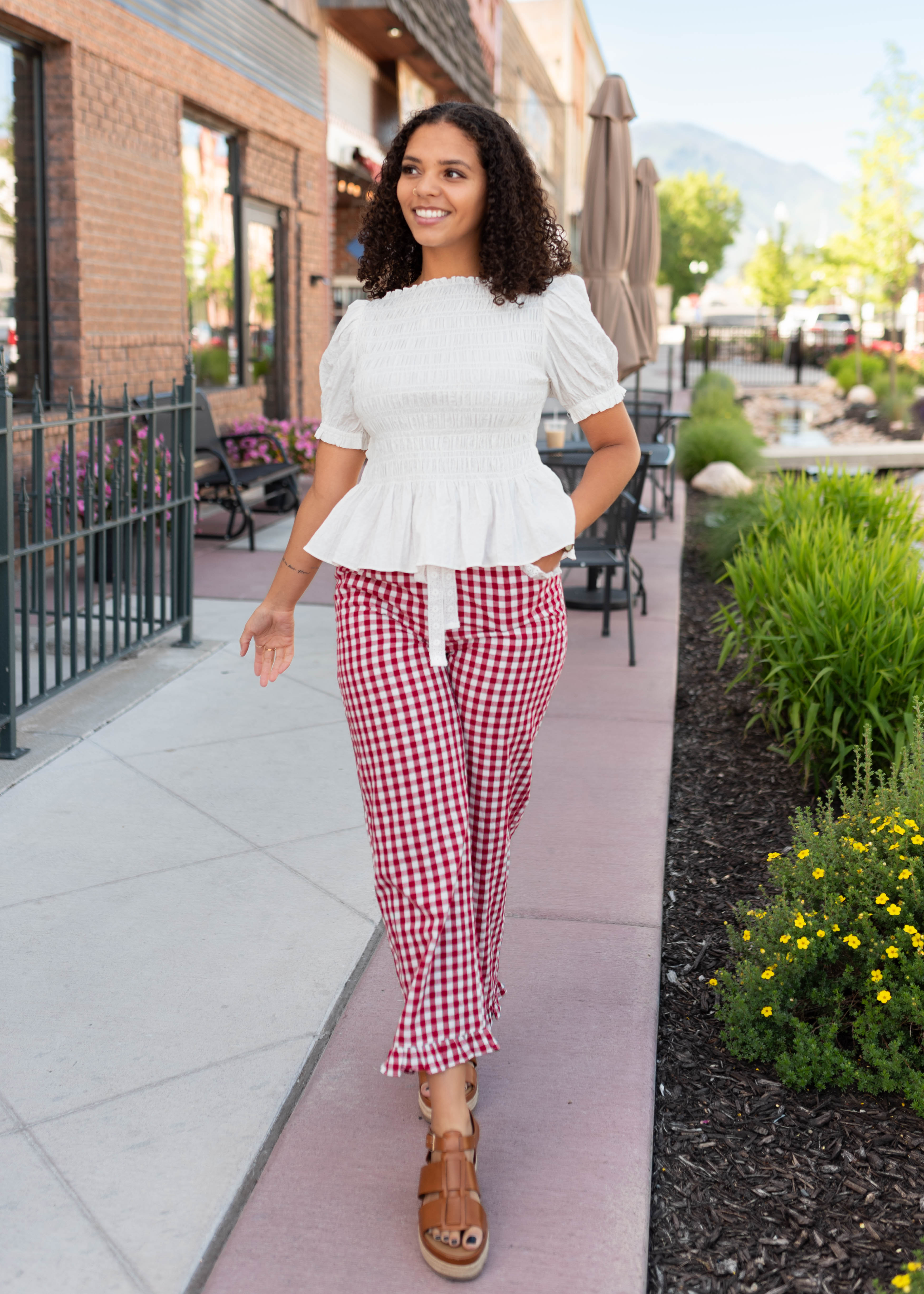 Delilah White Smocked Blouse