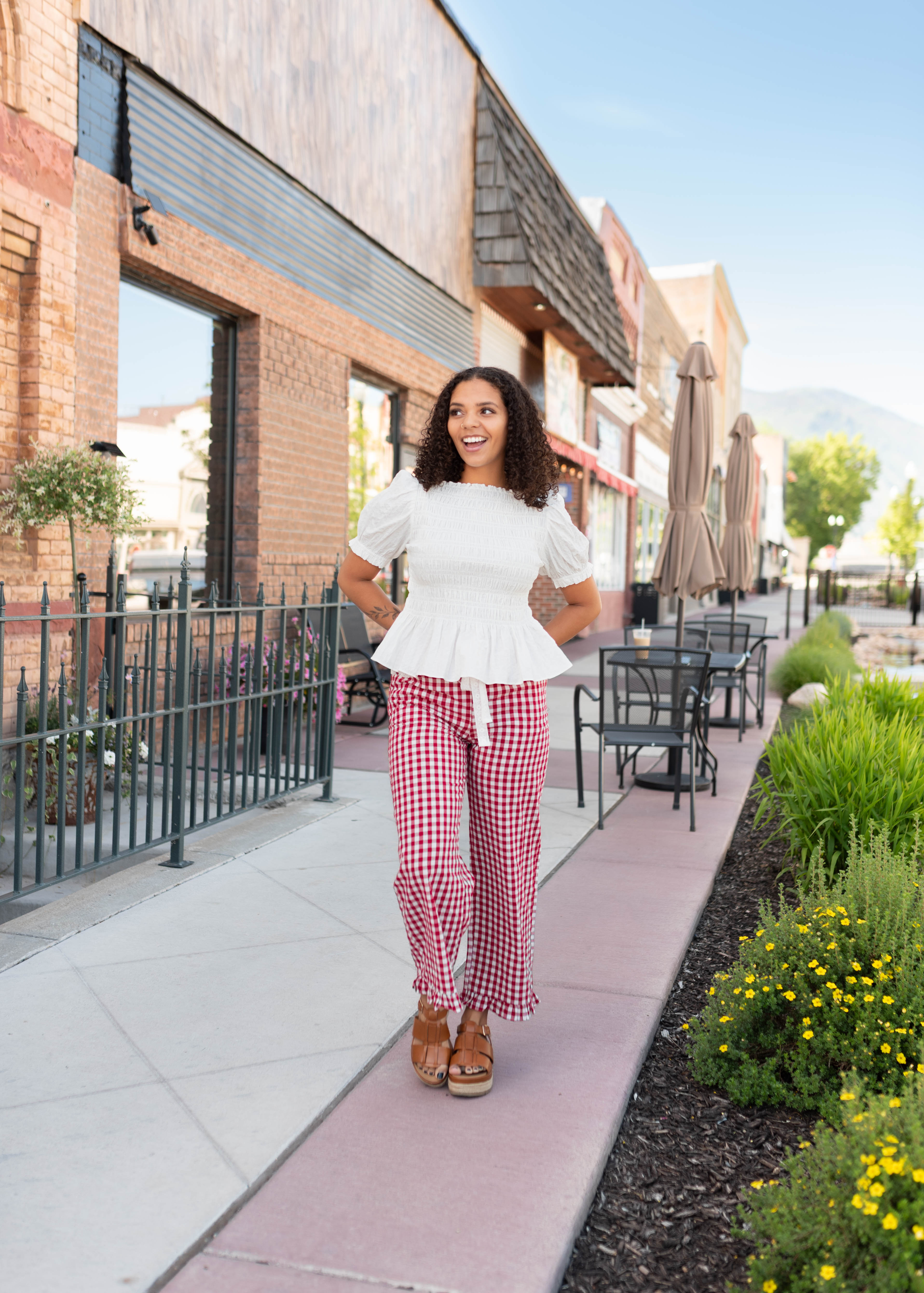 Delilah White Smocked Blouse