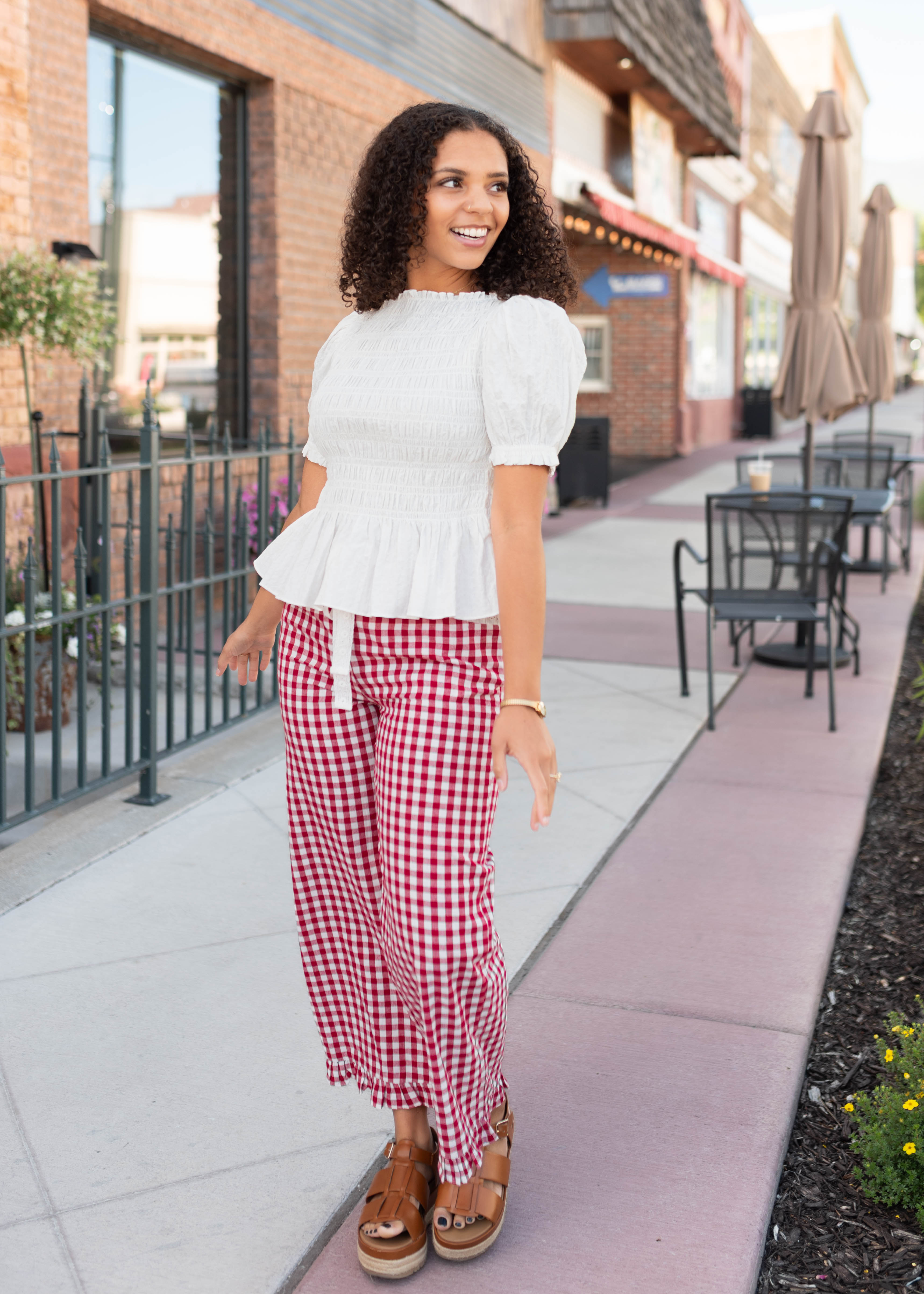 Delilah White Smocked Blouse