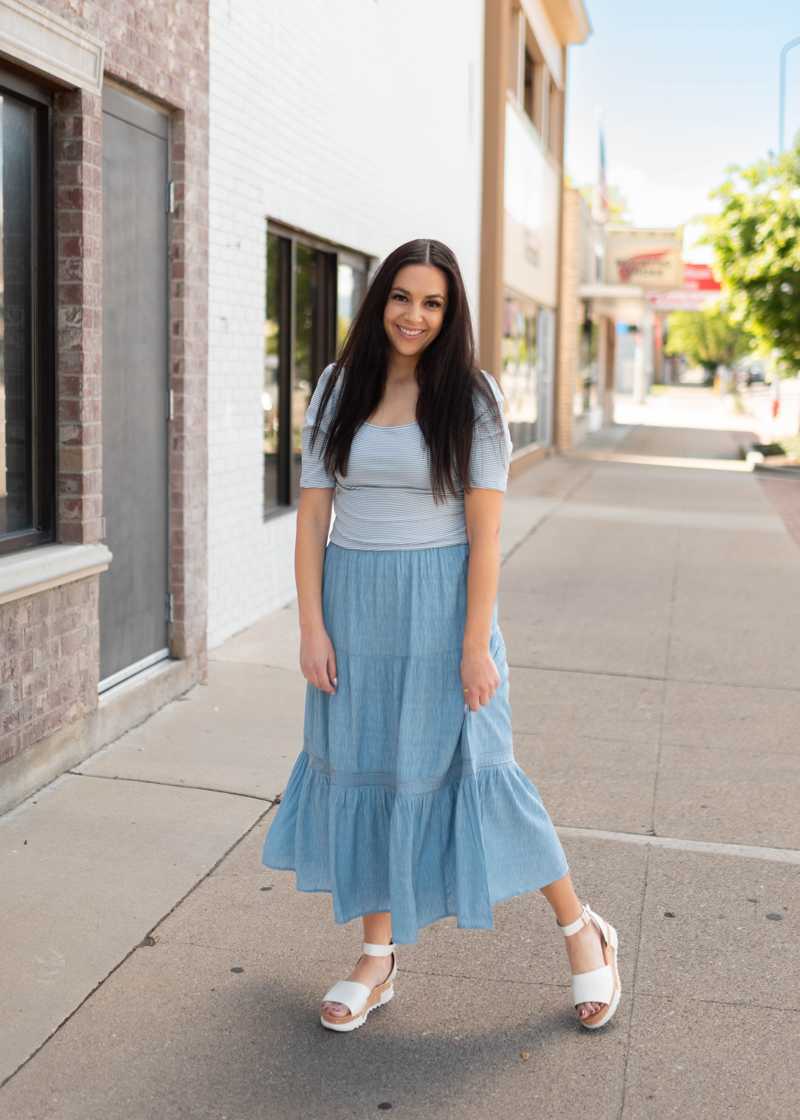 Eden Blue Striped Top