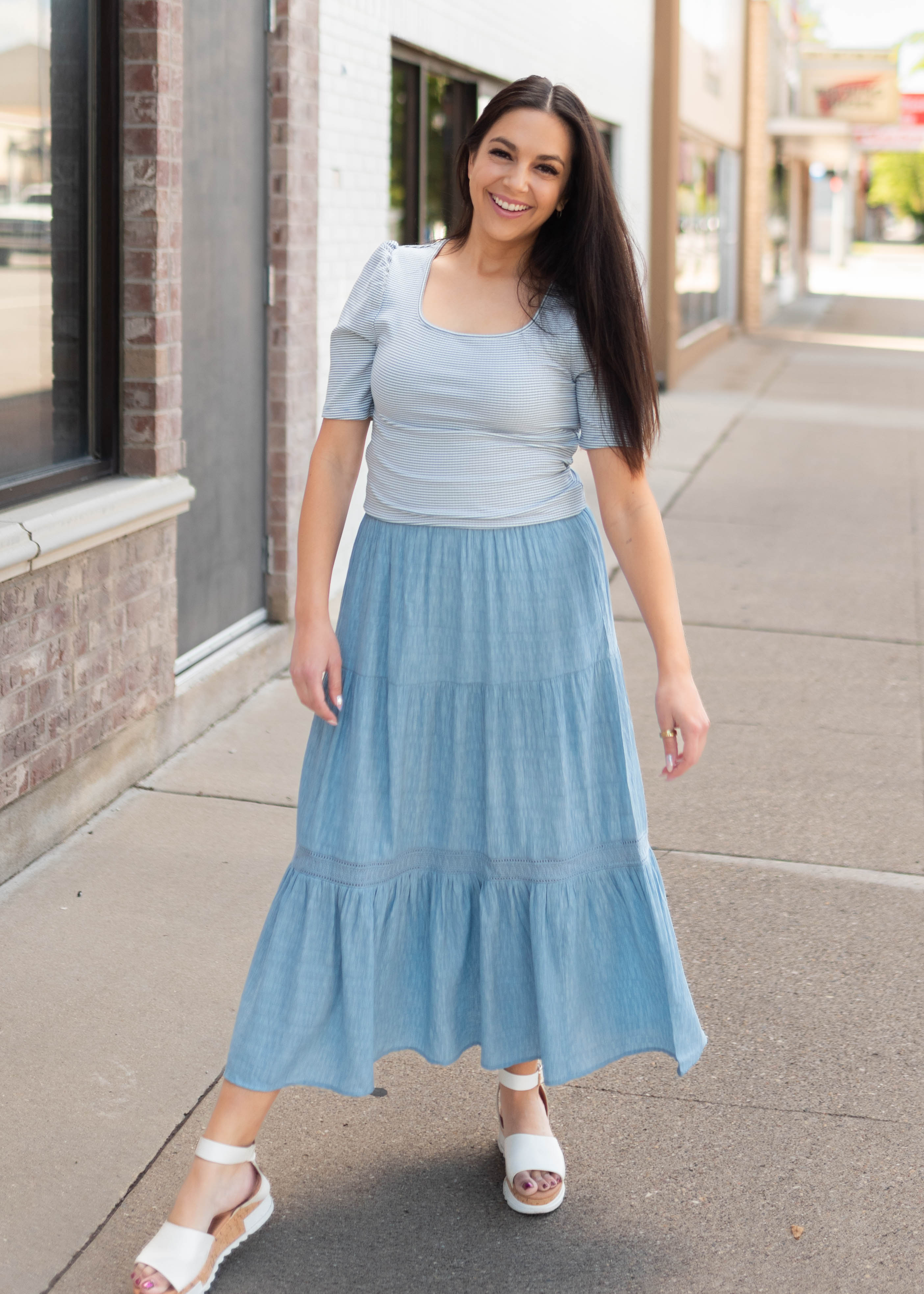 Eden Blue Striped Top