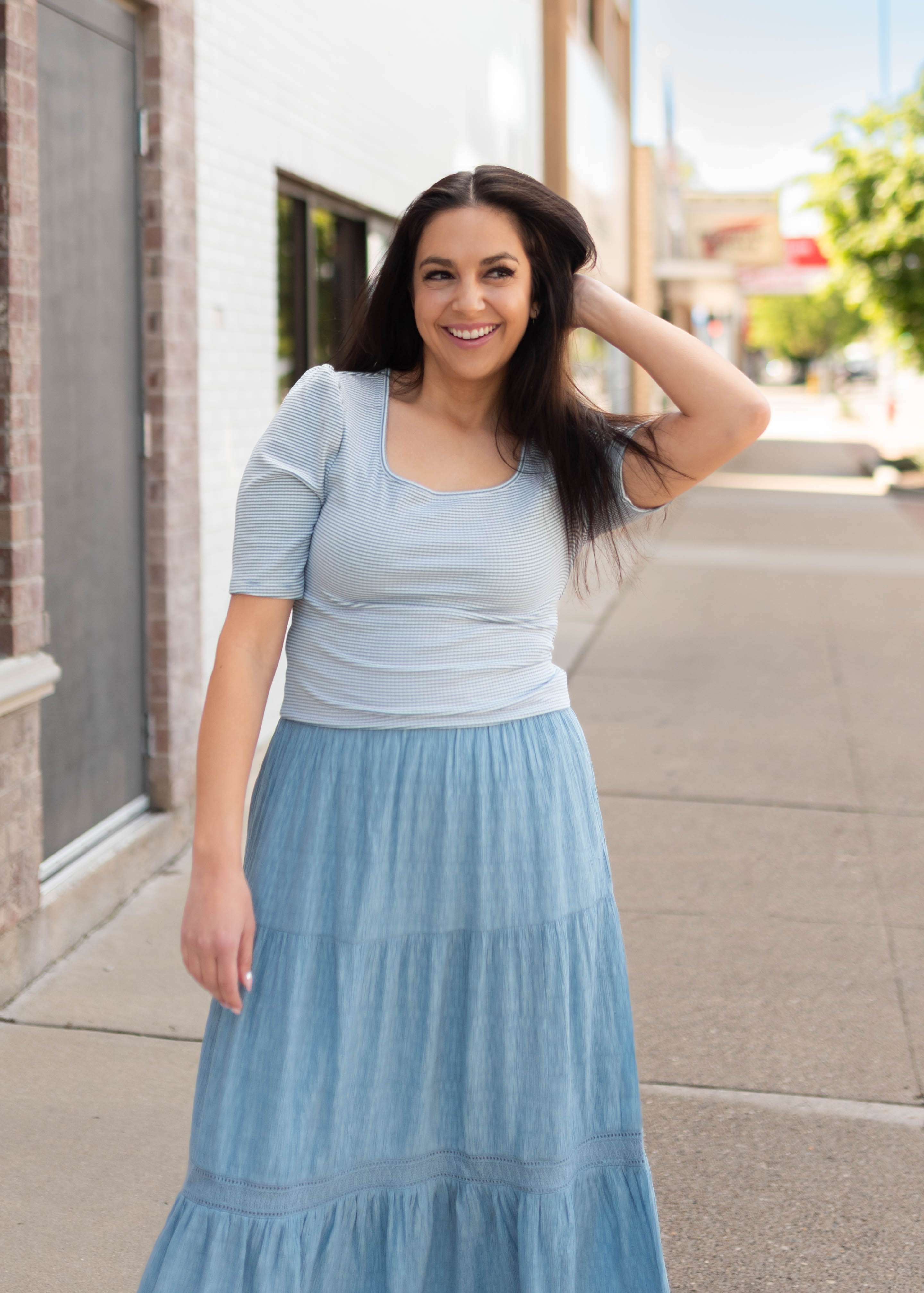 Eden Blue Striped Top