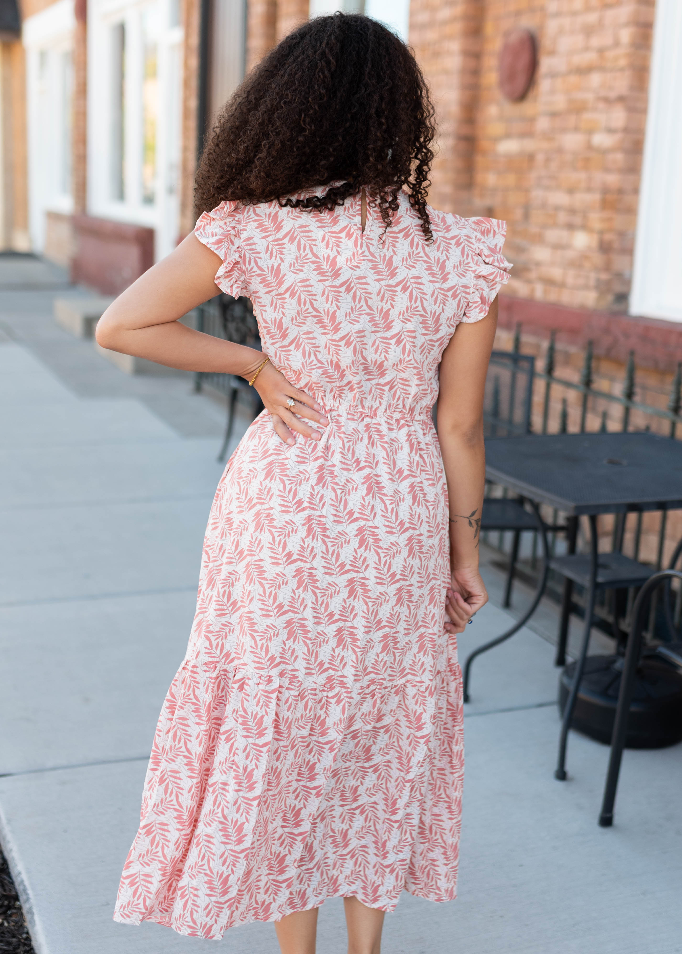 Eliza Dusty Coral Patterned Dress