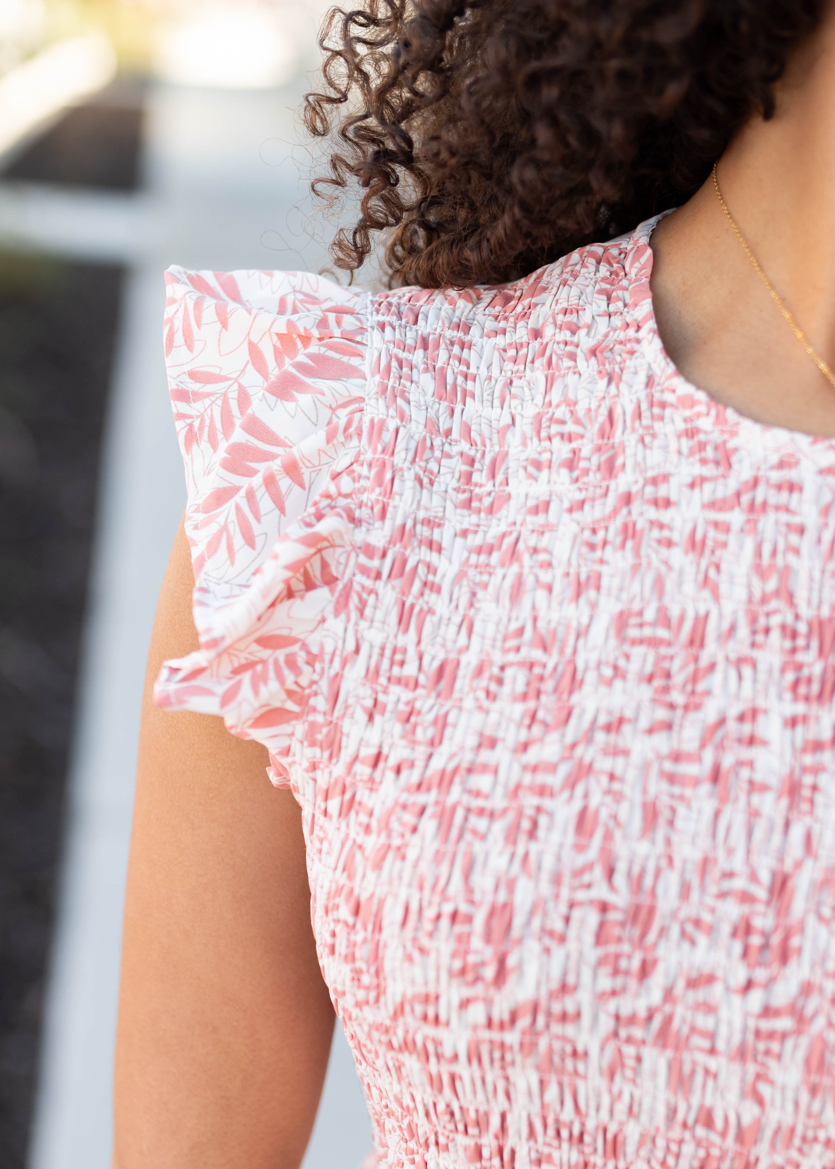 Eliza Dusty Coral Patterned Dress