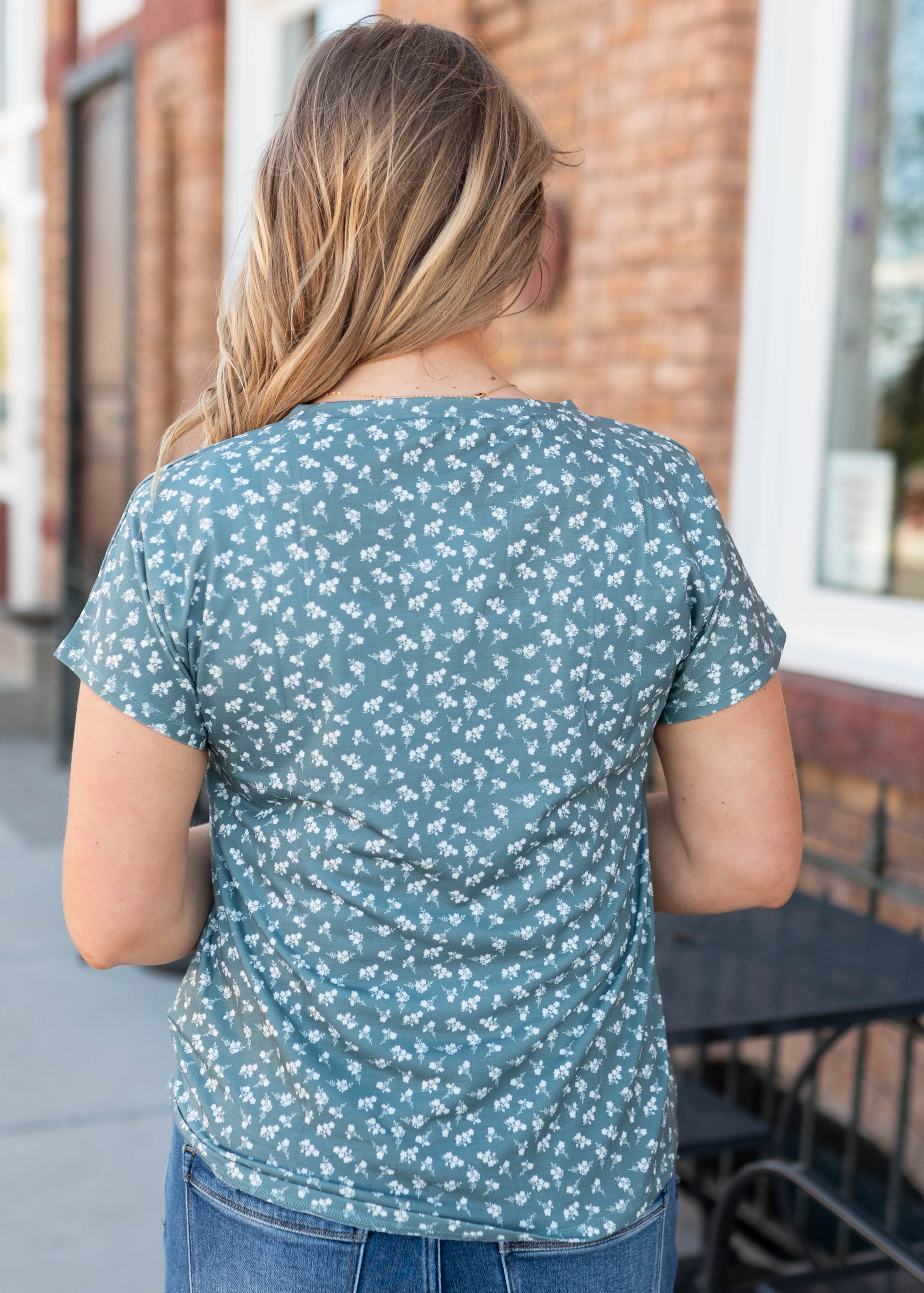 Elsie Deep Sage Floral Top