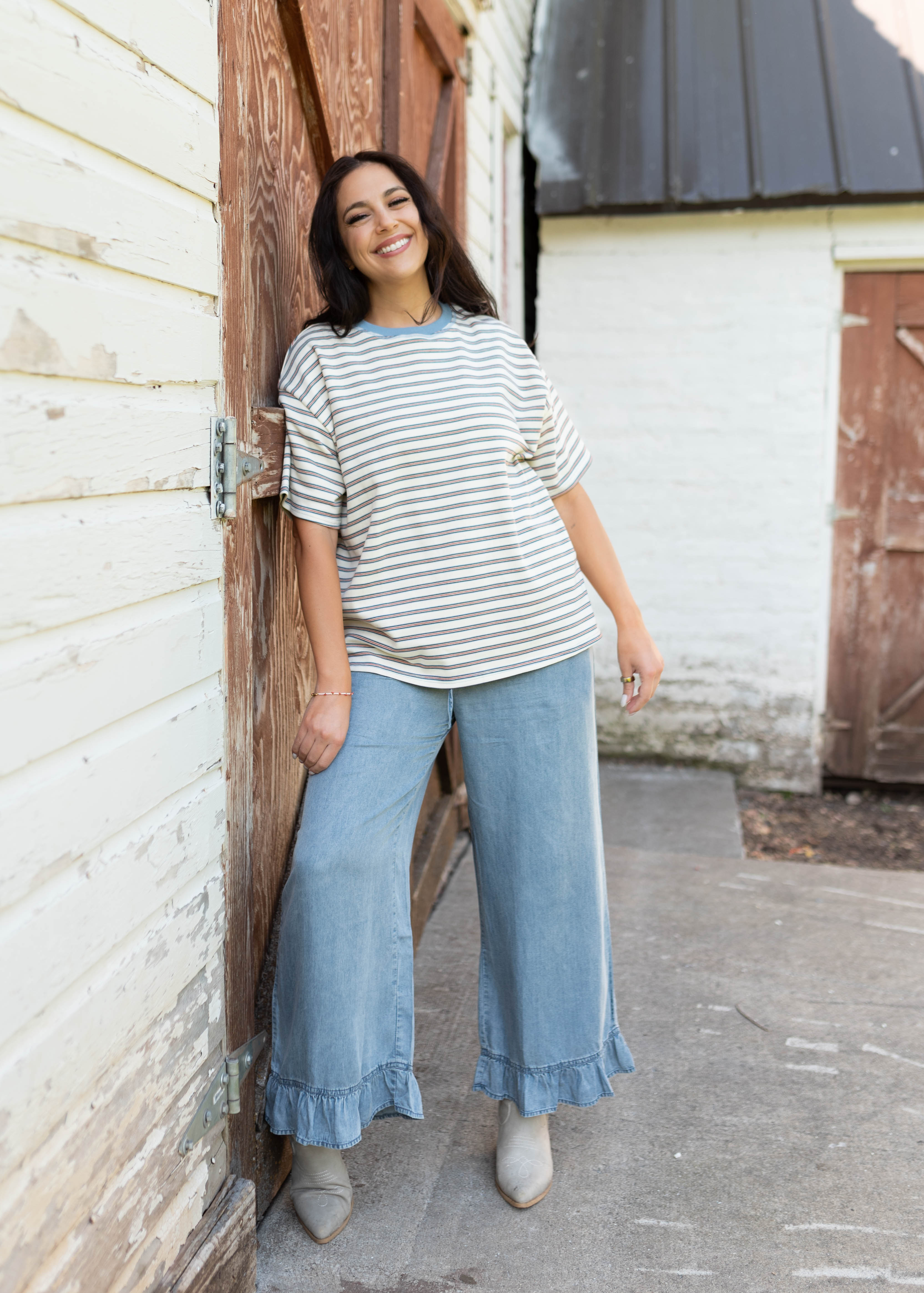 Emaline Cream Striped Top