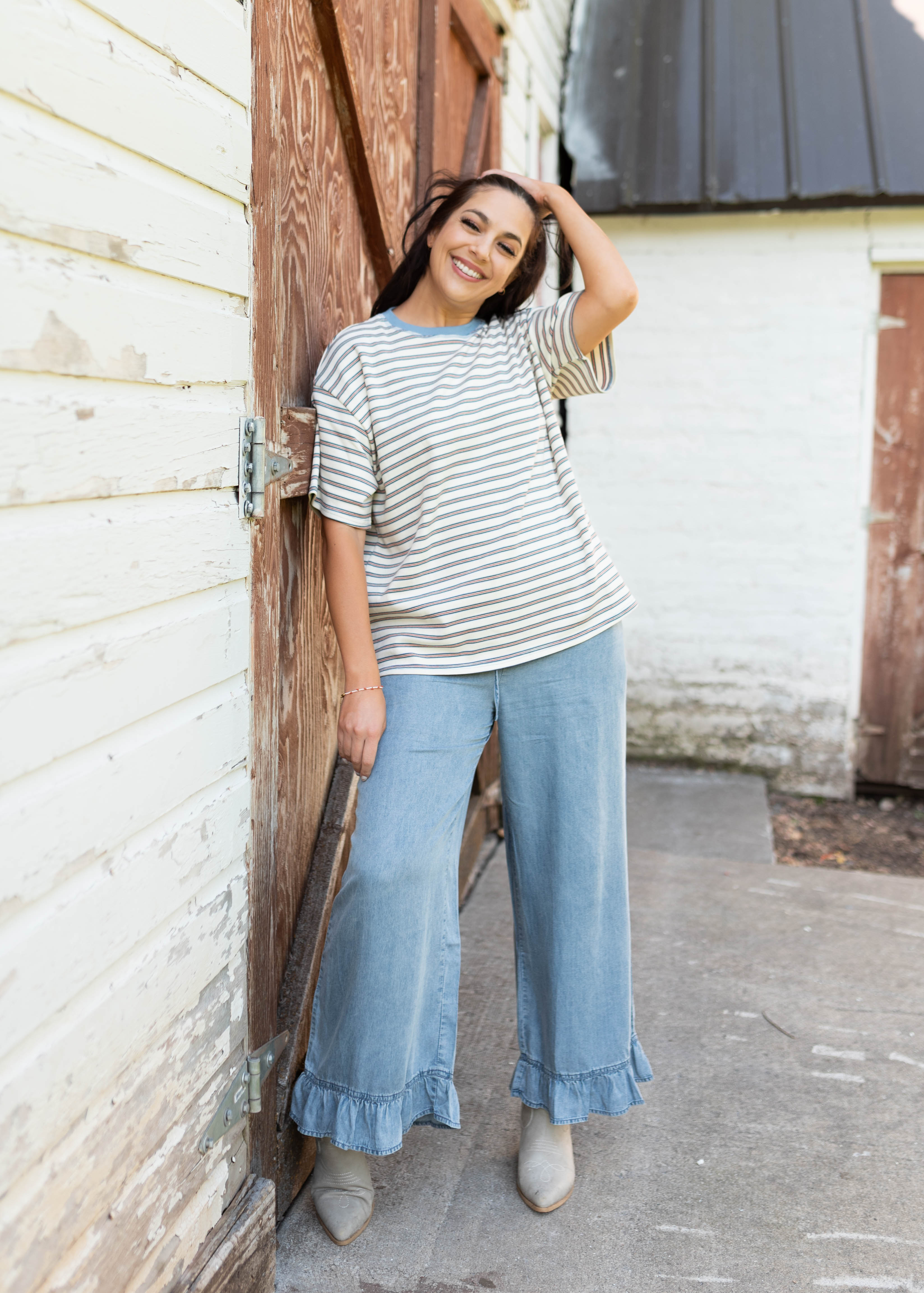 Emaline Cream Striped Top