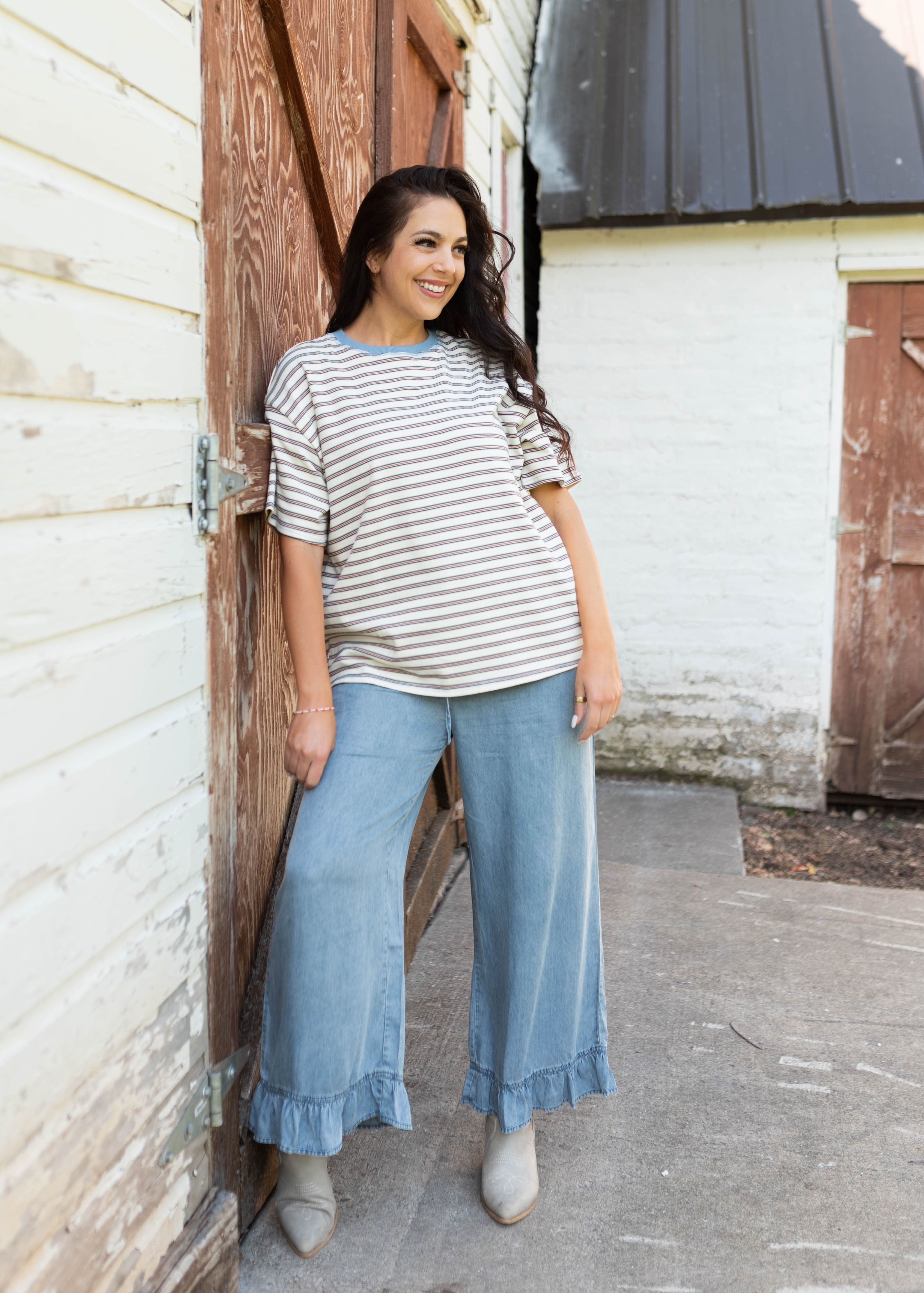 Emaline Cream Striped Top