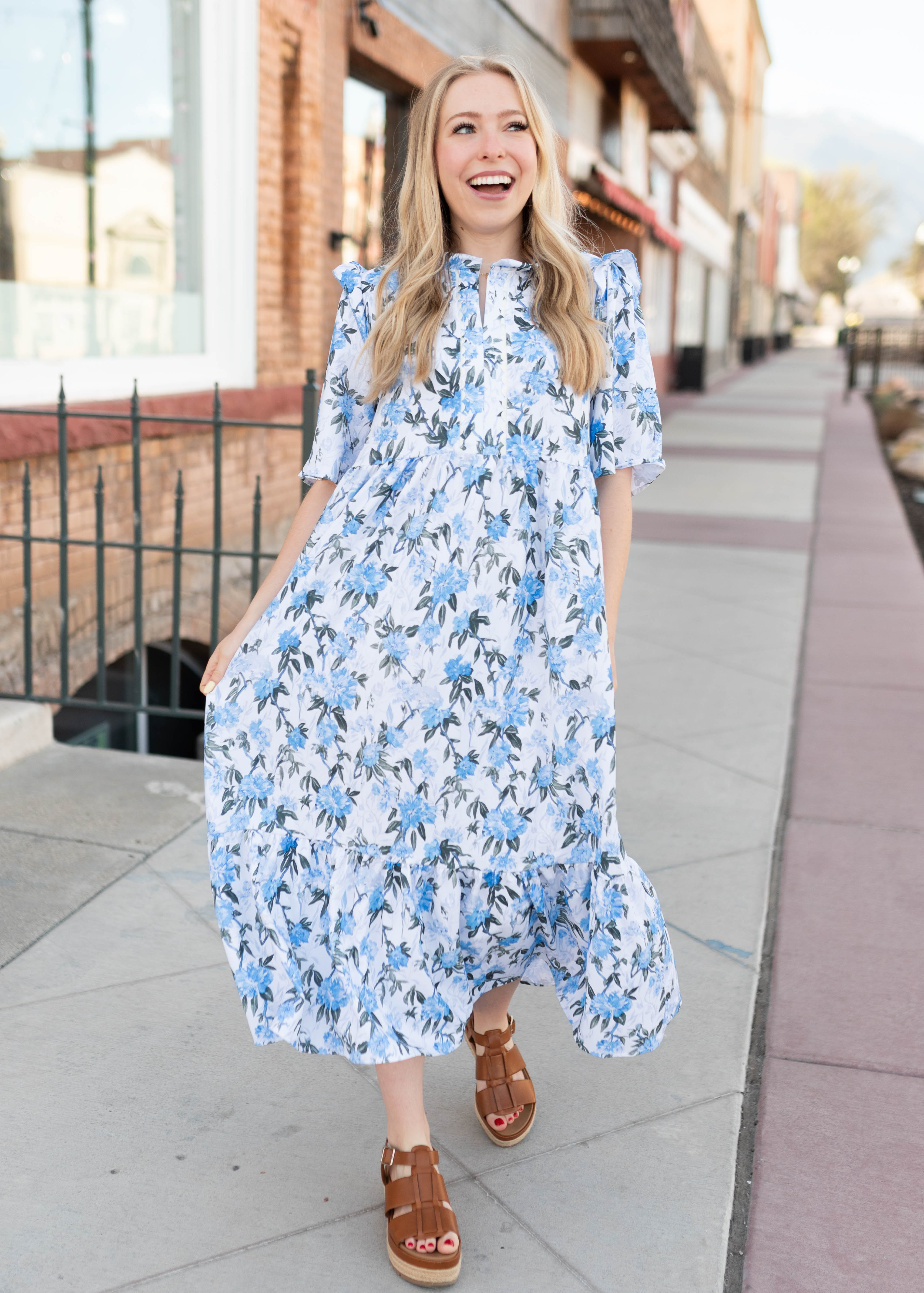 Emma Light Blue Floral Dress