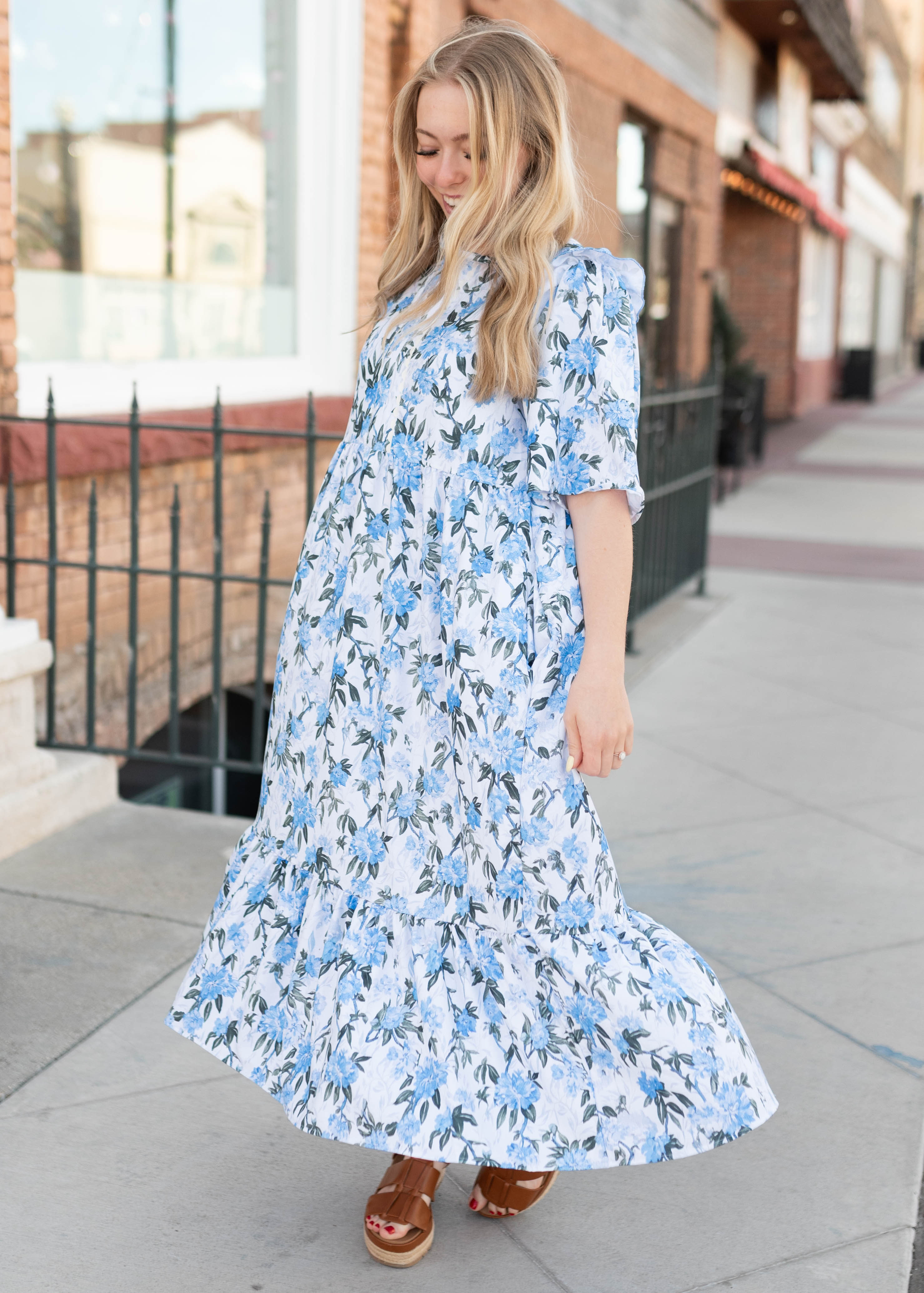 Emma Light Blue Floral Dress