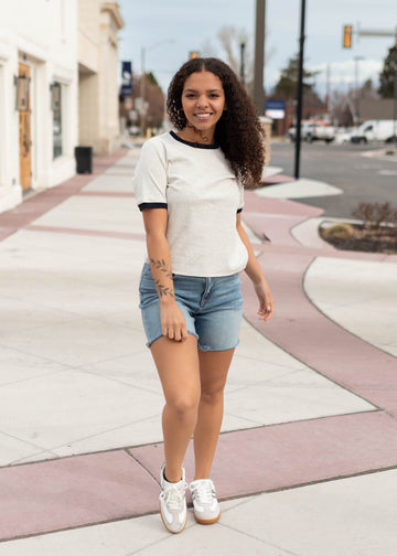 Emmie Grey Contrast Top