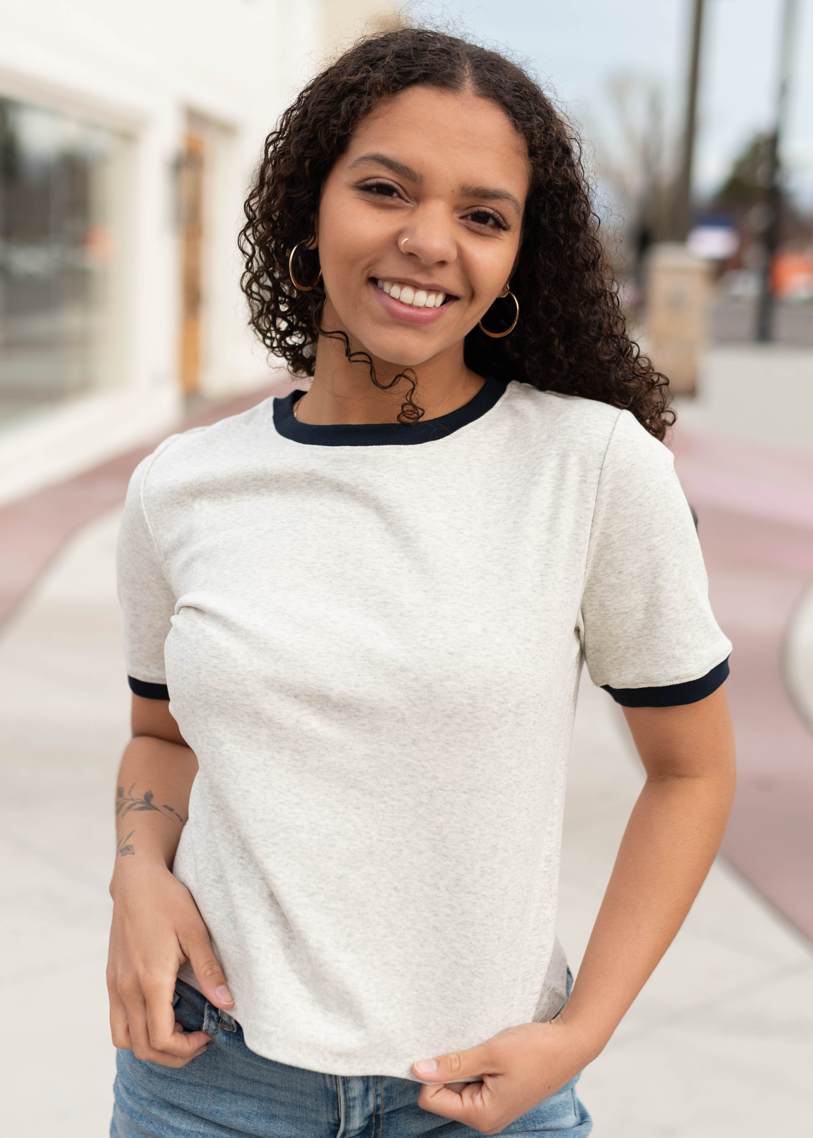 Emmie Grey Contrast Top