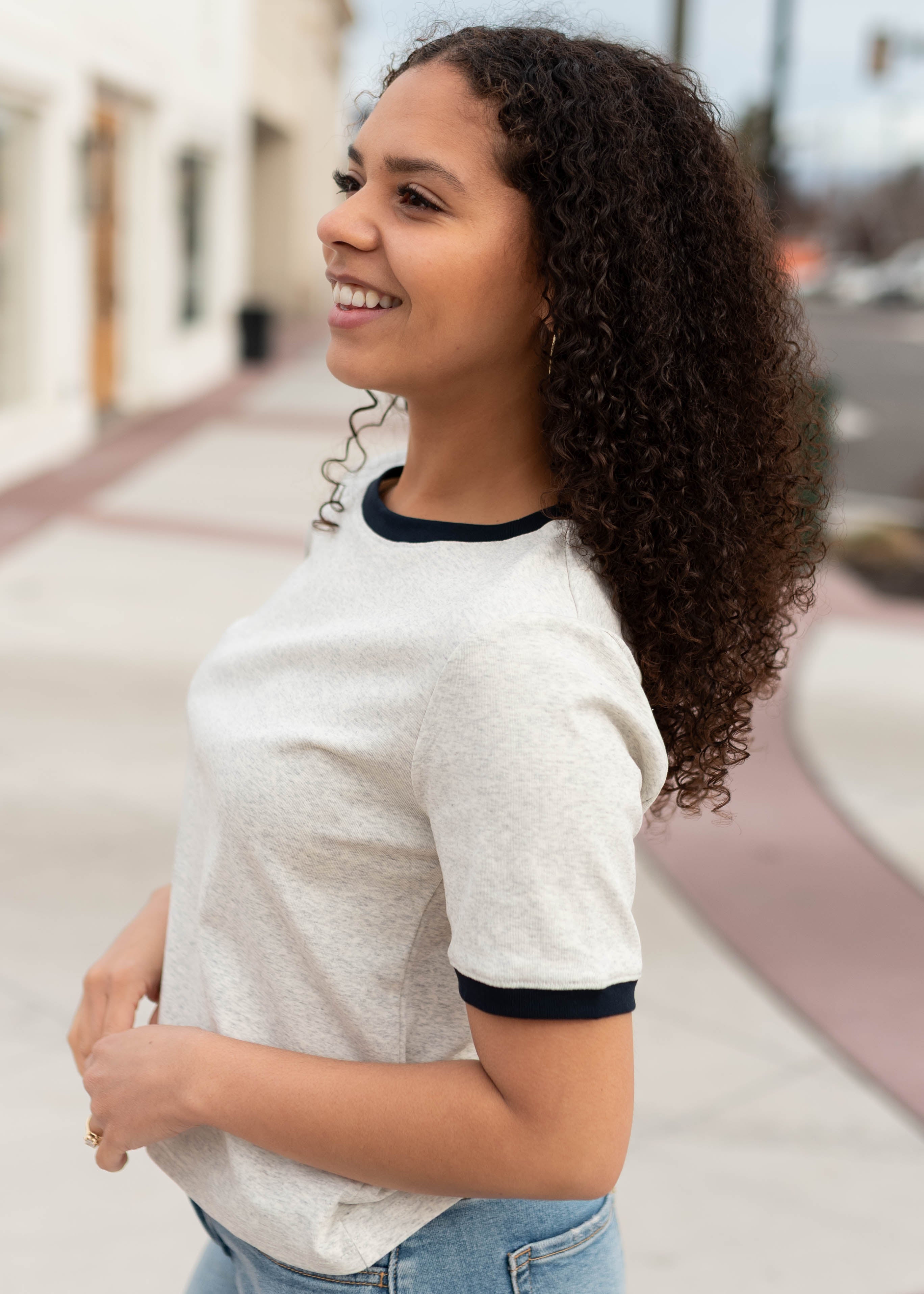 Emmie Grey Contrast Top