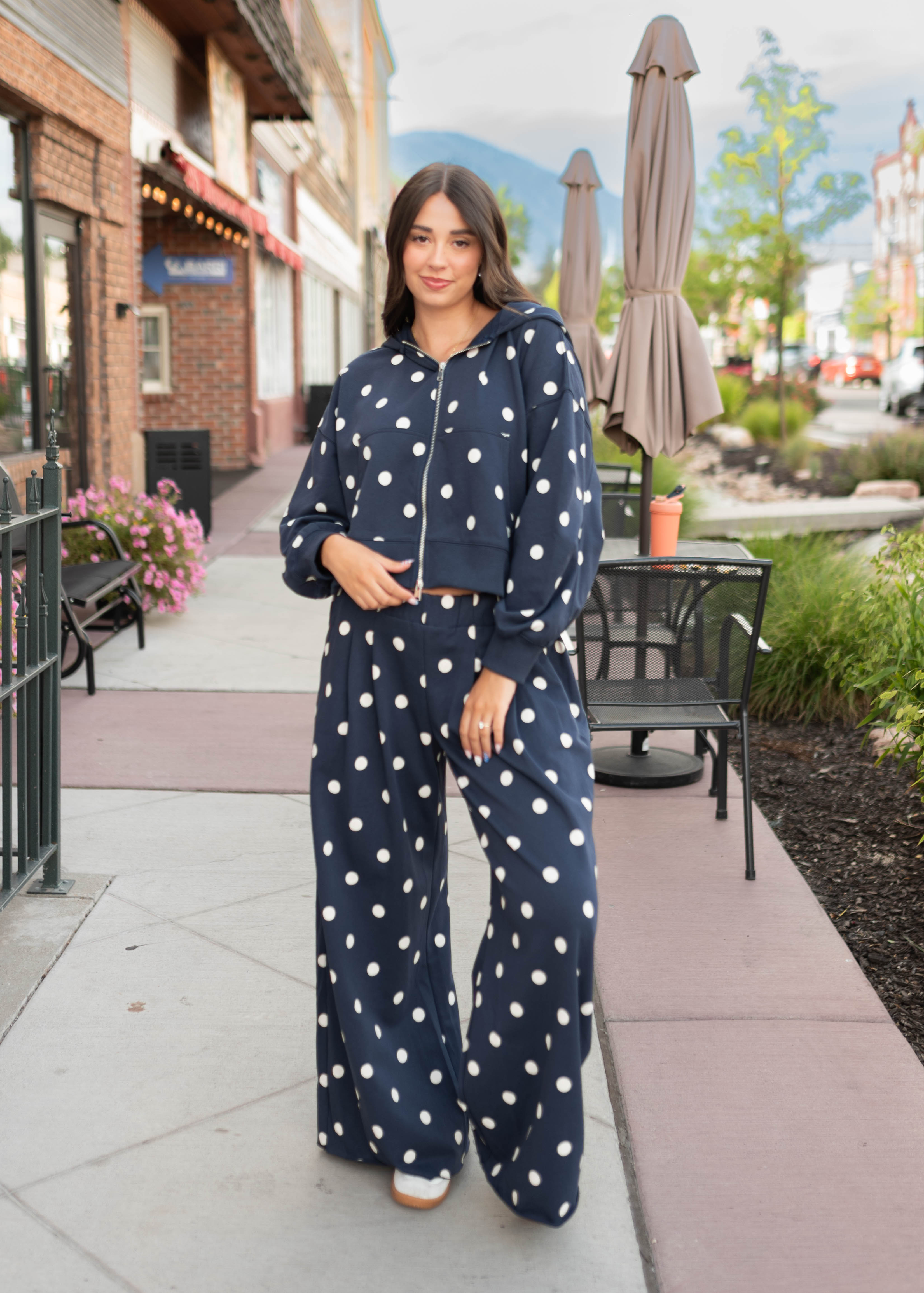 Erica Navy & Ivory Polka Dot Lounge Pants